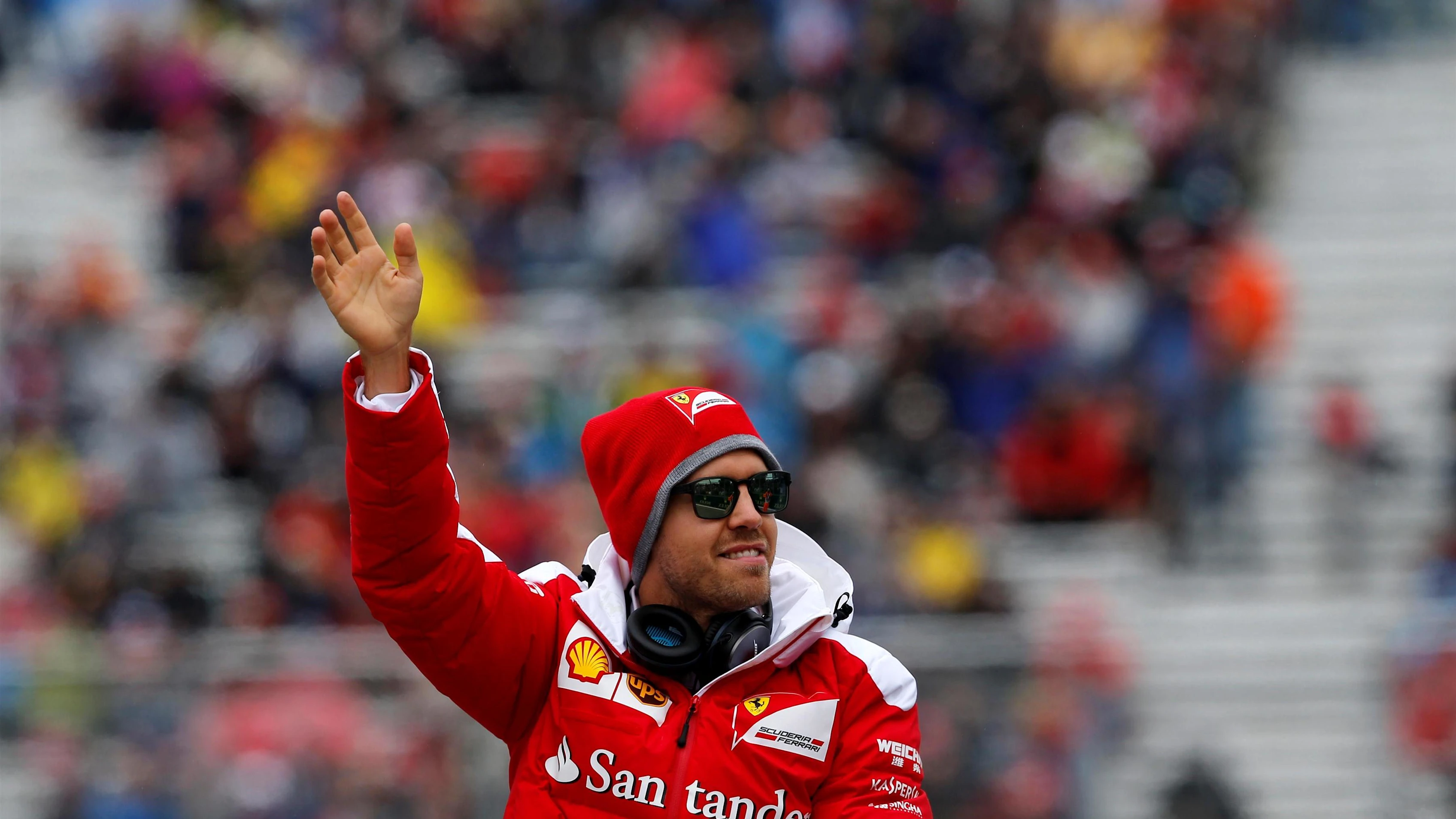 Sebastian Vettel (GER) Ferrari on the drivers parade at Formula One World Championship, Rd7,