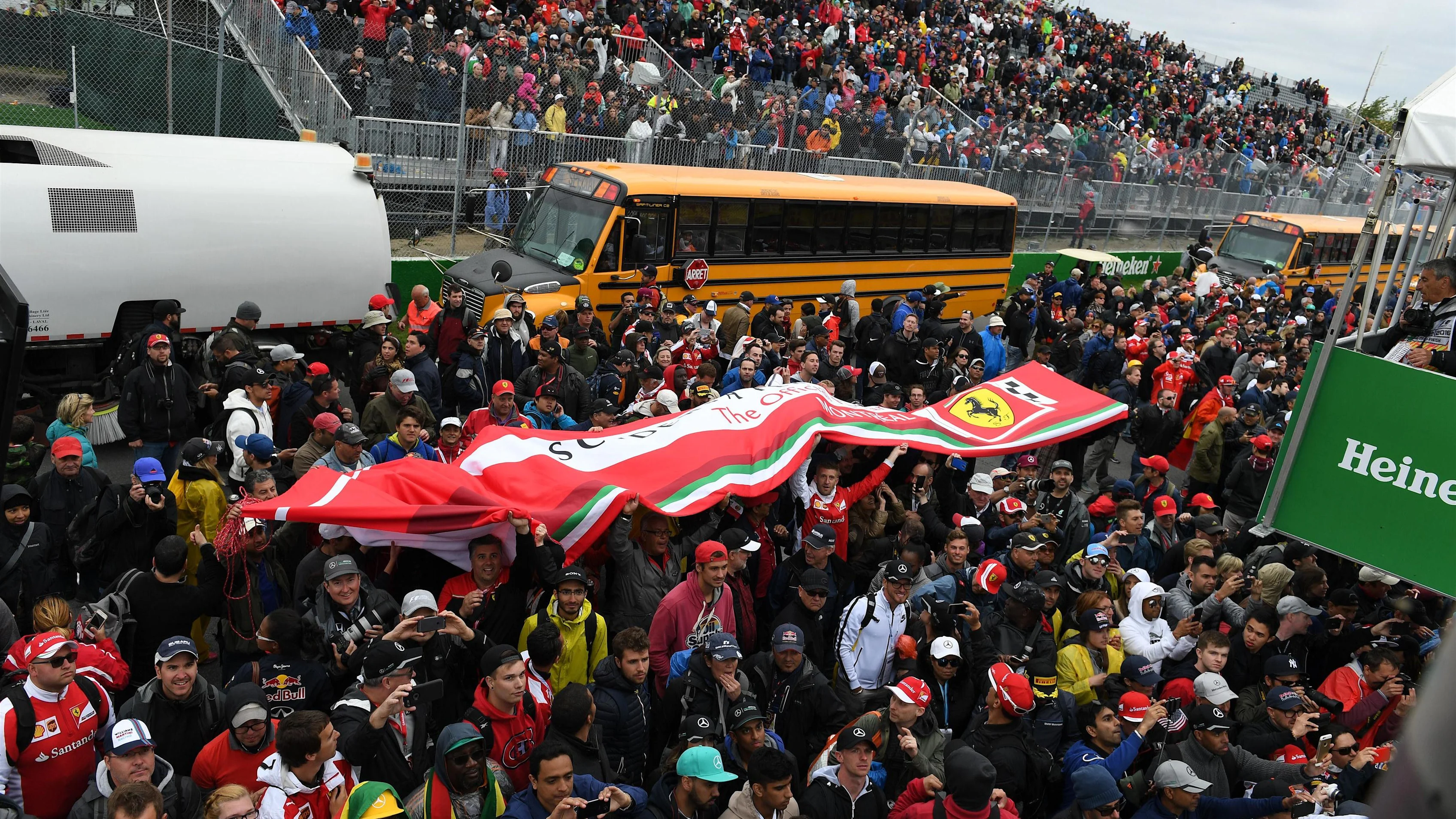 Fans and Ferrari banner at Formula One World Championship, Rd7, Canadian Grand Prix, Race,