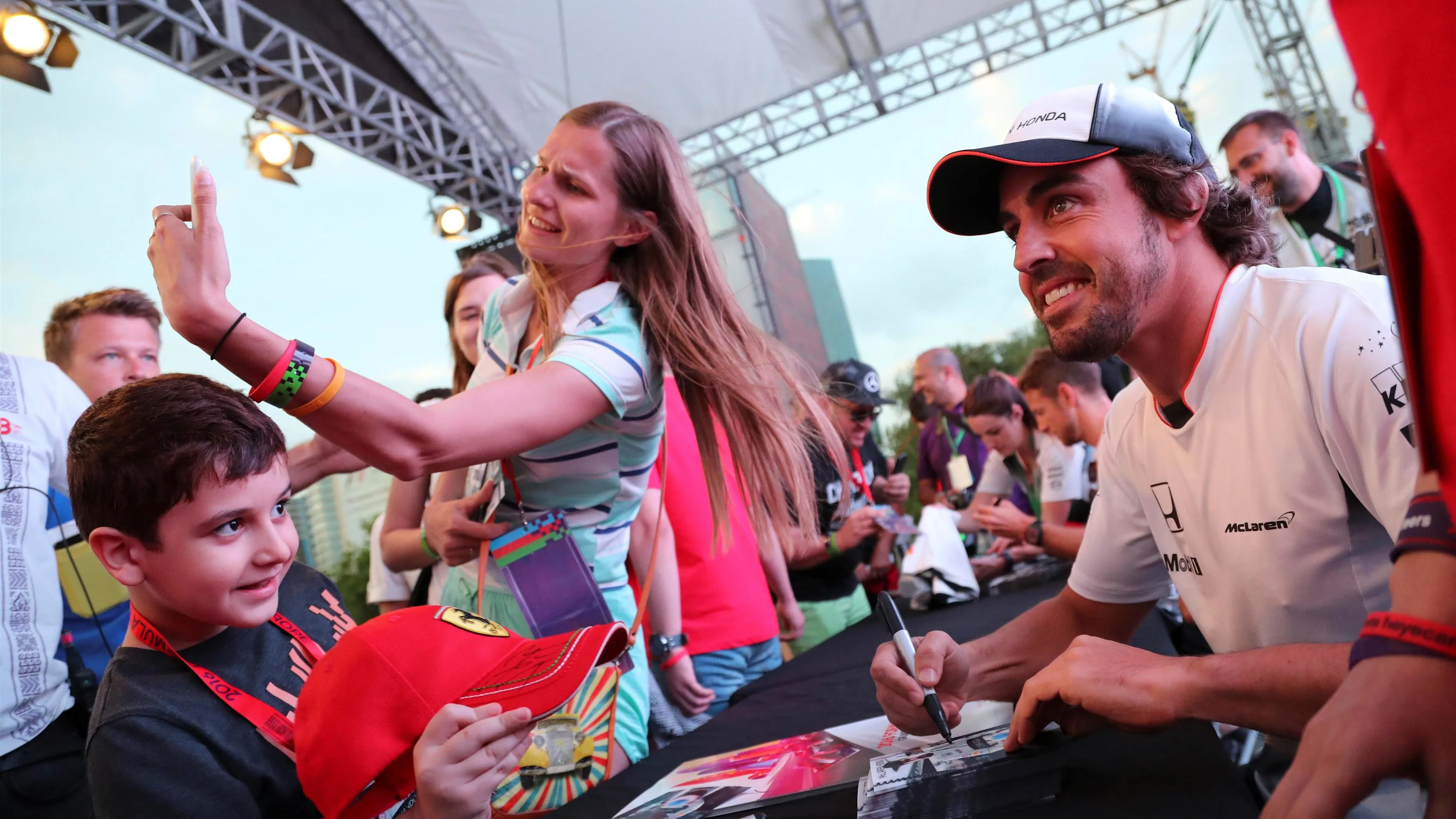Fernando Alonso (ESP) McLaren at the autograph session at Formula One World Championship, Rd8, European Grand Prix, Qualifying, Baku City Circuit, Baku, Azerbaijan, Saturday 18 June 2016. © Sutton Images