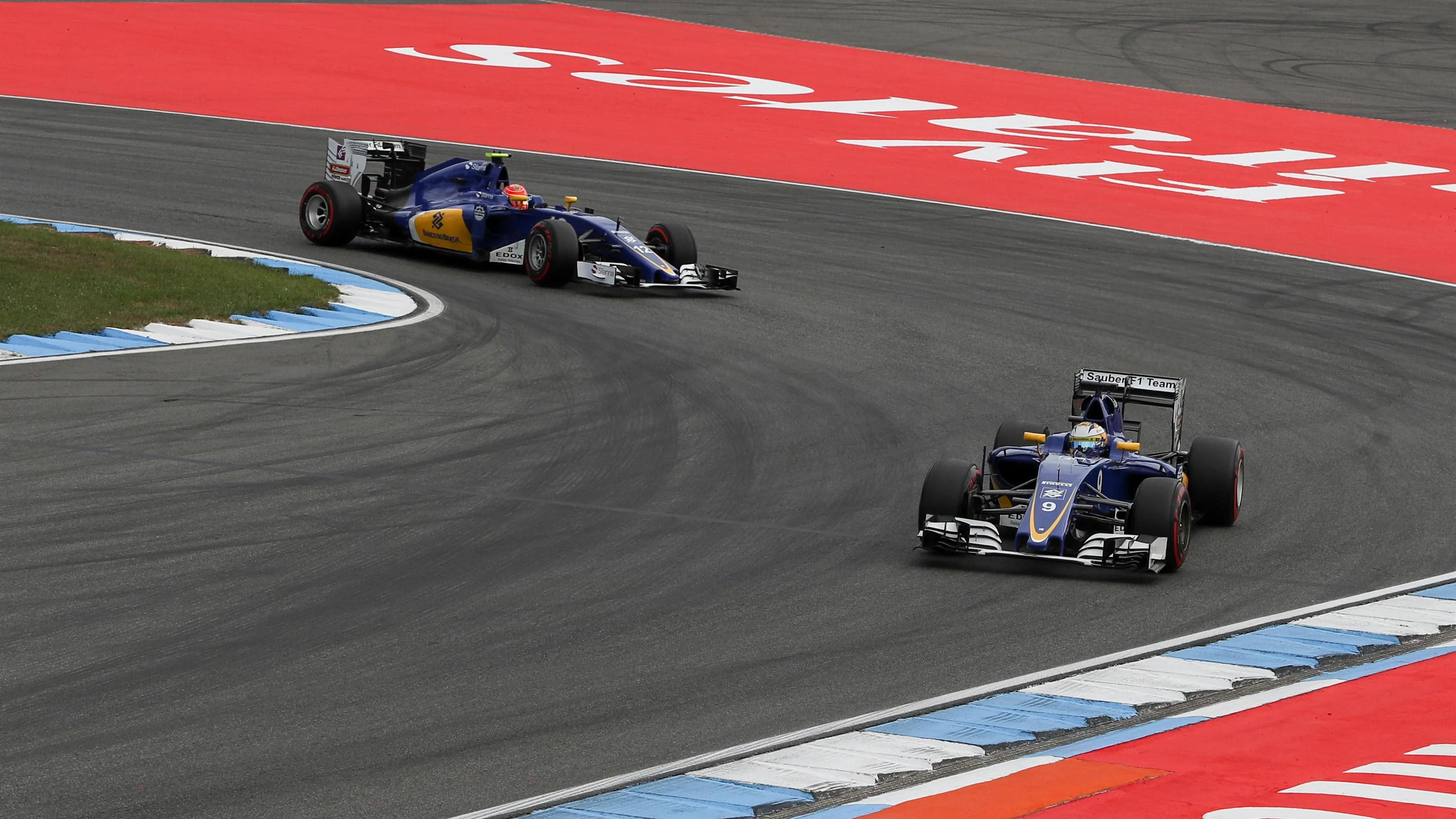 Marcus Ericsson (SWE) Sauber C35 and Felipe Nasr (BRA) Sauber C35 at Formula One World Championship, Rd12, German Grand Prix, Practice, Hockenheim, Germany, Friday 29 July 2016. © Sutton Images