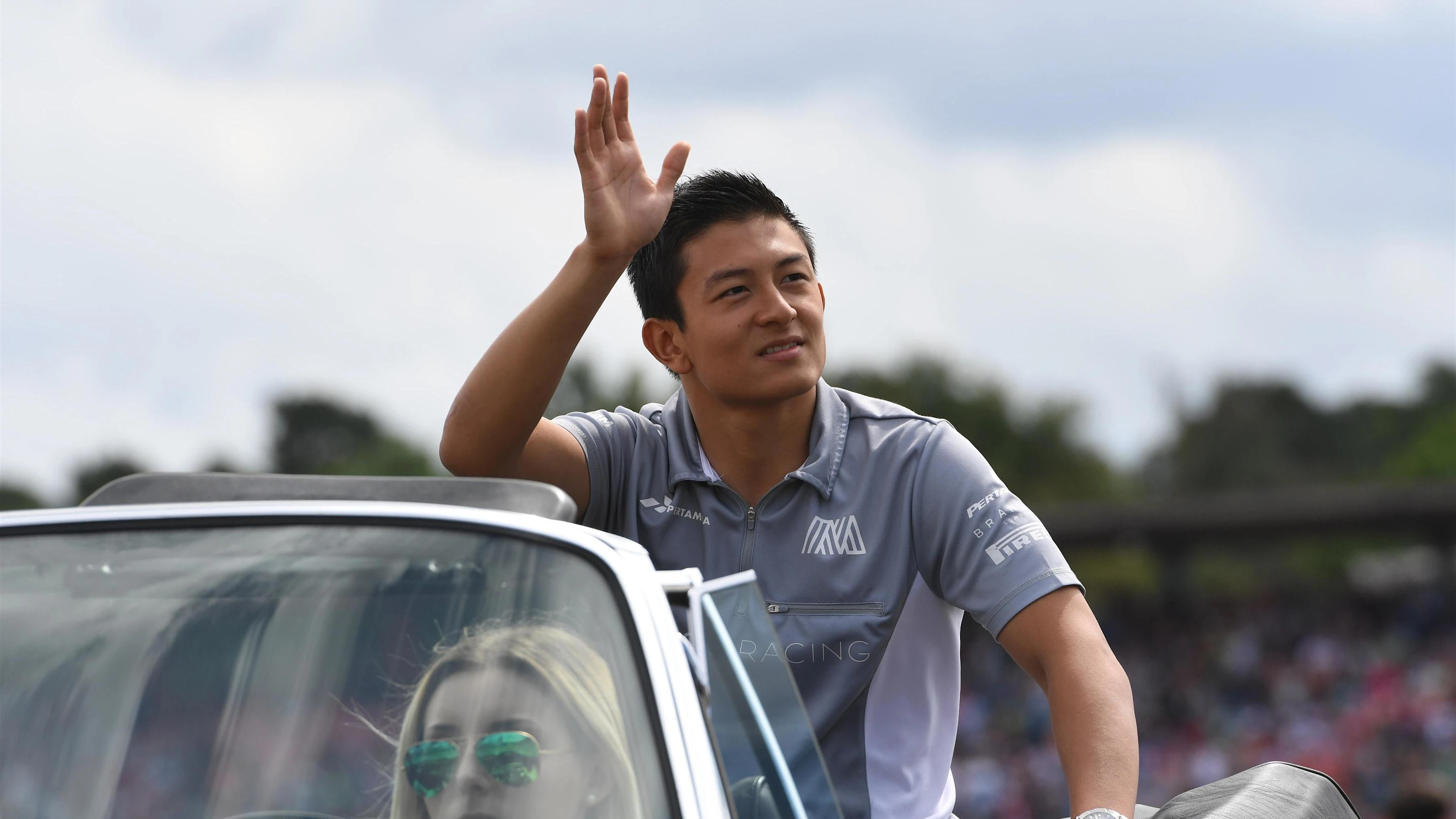Rio Haryanto (IDN) Manor Racing on the drivers parade at Formula One World Championship, Rd12,