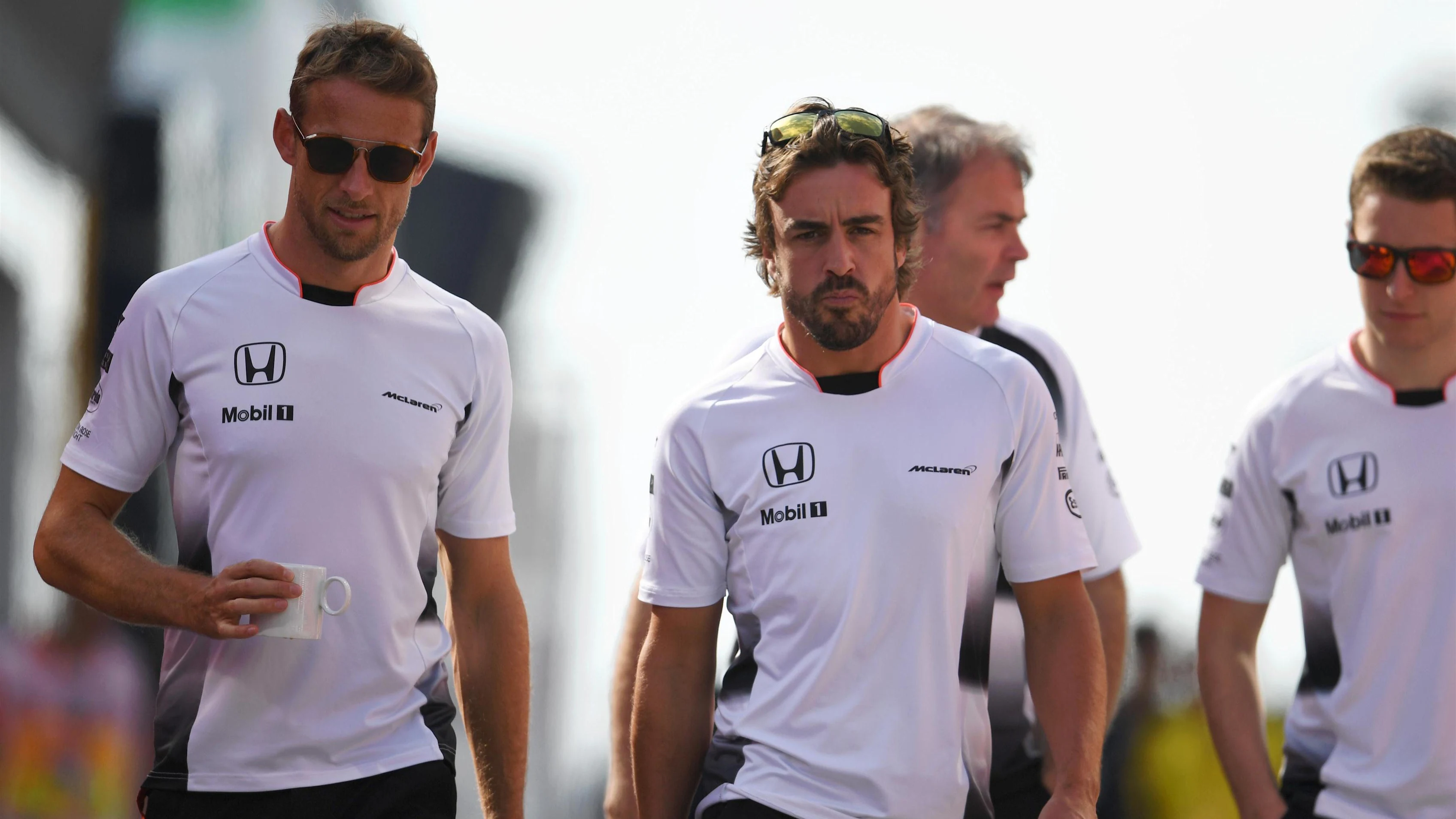 Jenson Button (GBR) McLaren and Fernando Alonso (ESP) McLaren at Formula One World Championship, Rd11, Practice, Hungaroring, Hungary, Friday 22 July 2016. © Sutton Images