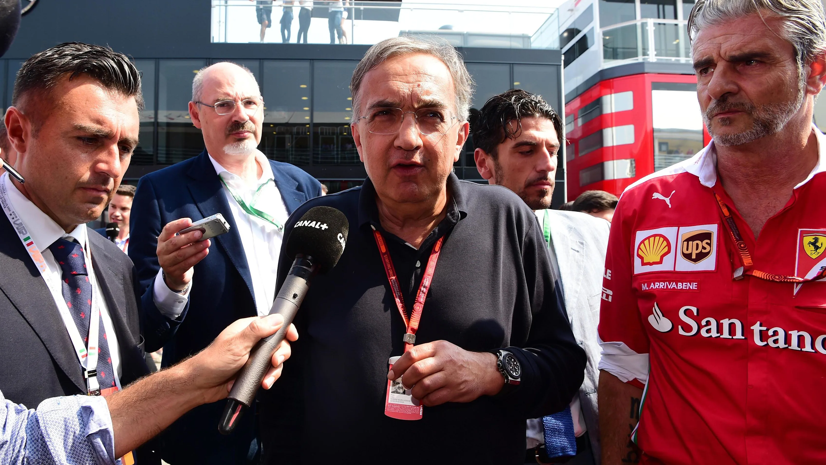 Sergio Marchionne (ITA) CEO FIAT and Maurizio Arrivabene (ITA) Ferrari Team Principal at Formula