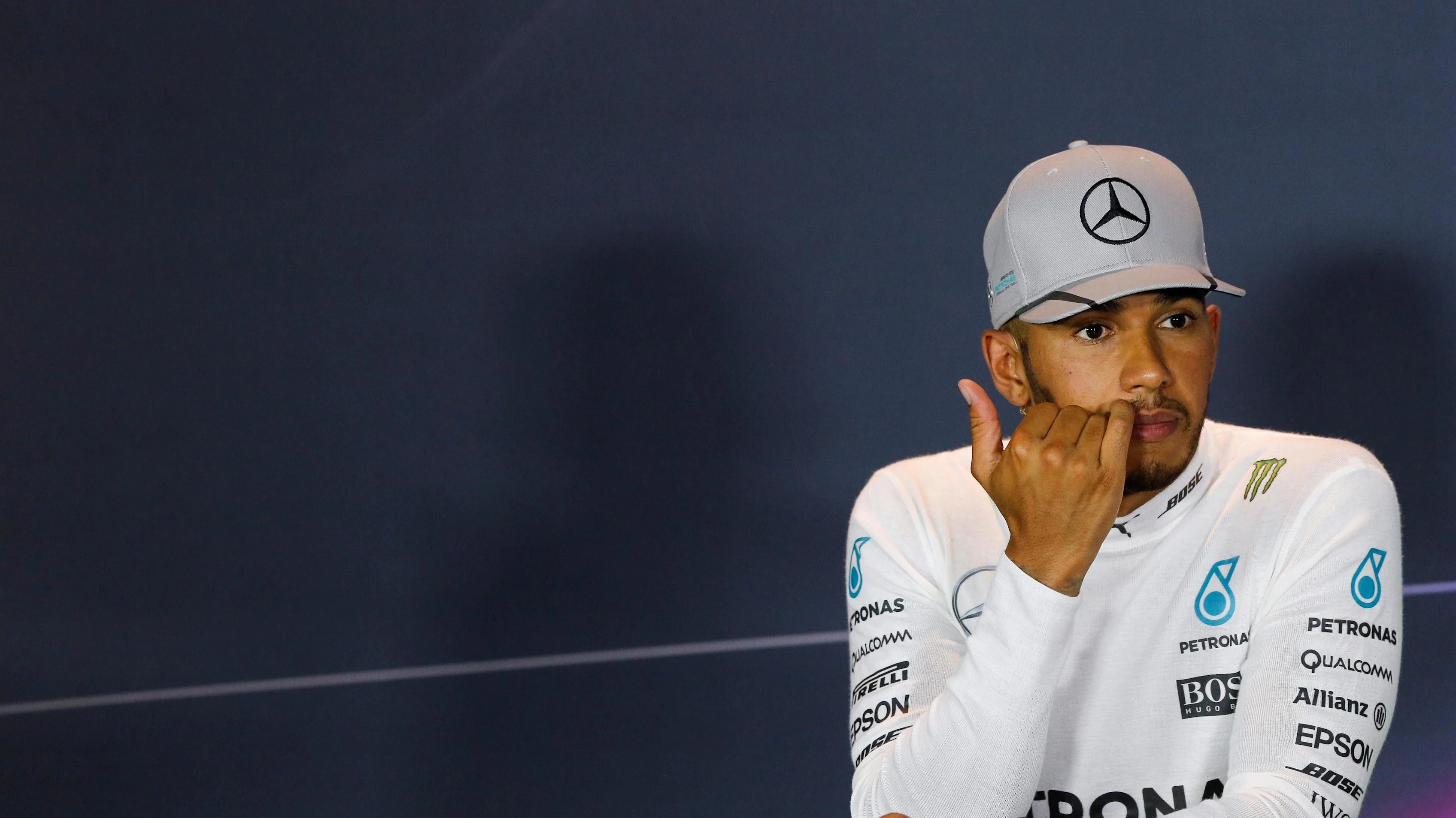 Lewis Hamilton (GBR) Mercedes AMG F1 in the Press Conference at Formula One World Championship,