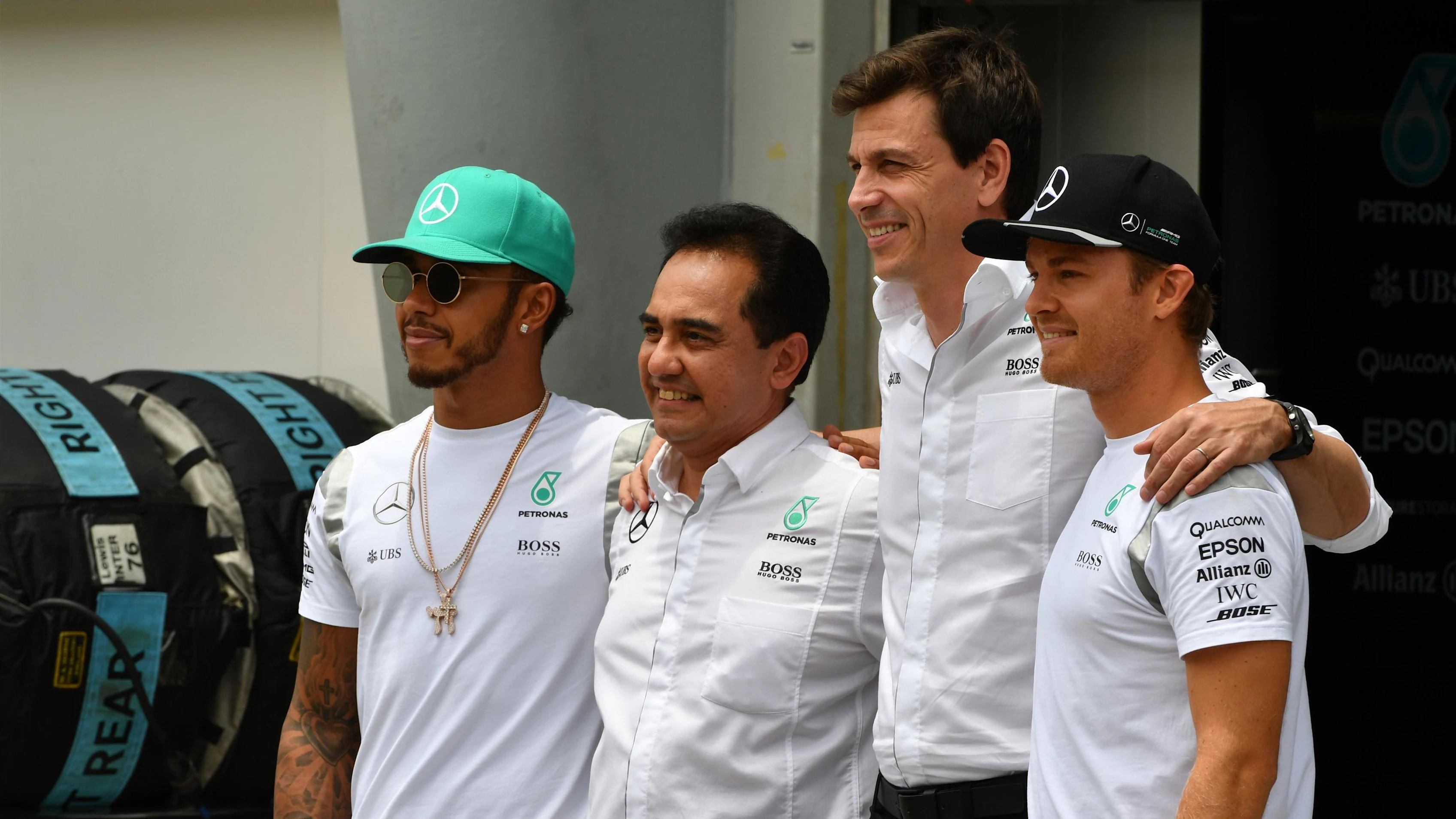 Lewis Hamilton (GBR) Mercedes AMG F1, Toto Wolff (AUT) Mercedes AMG F1 Director of Motorsport and
