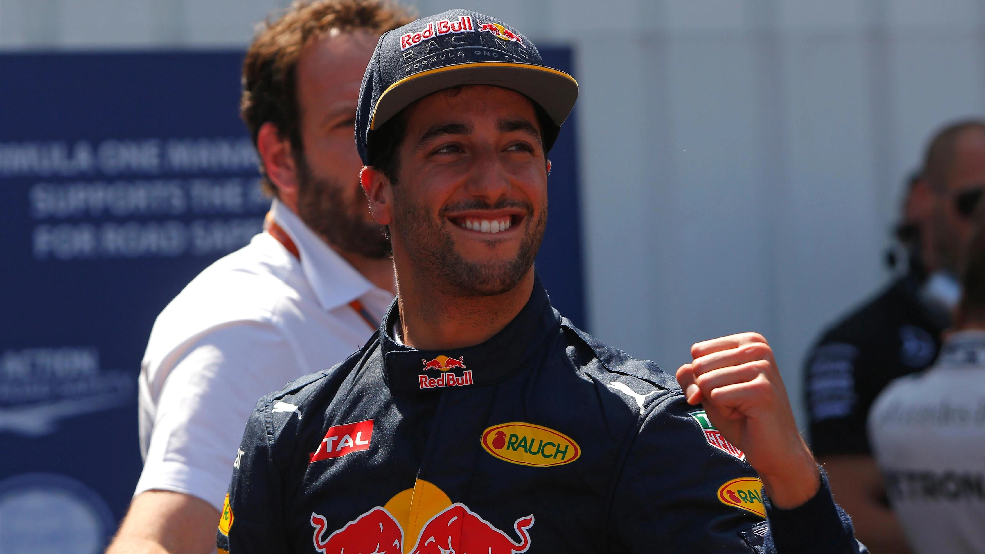 Pole sitter Daniel Ricciardo (AUS) Red Bull Racing celebrates in parc ferme at Formula One World