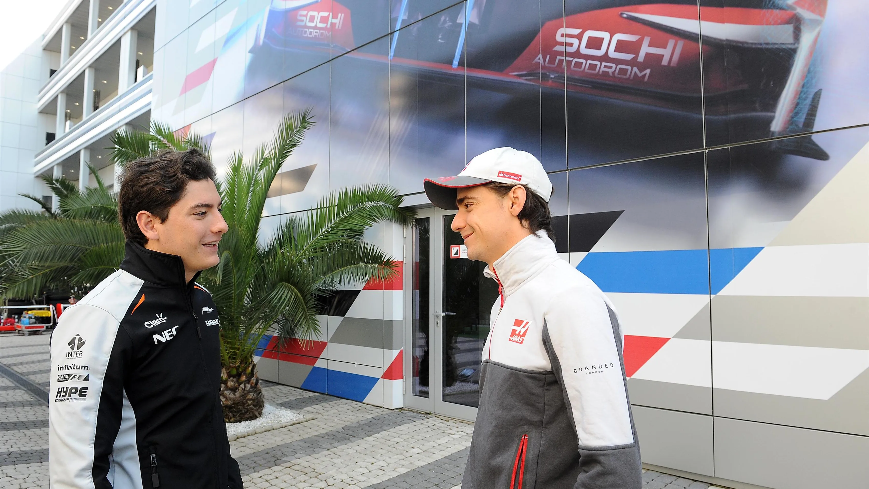 Alfonso Celis jr (MEX) Force India Test Driver and Esteban Gutierrez (MEX) Haas F1 at Formula One World Championship, Rd4, Russian Grand Prix, Preparations, Sochi Autodrom, Sochi, Krasnodar Krai, Russia, Thursday 28 April 2016. © Sutton Motorsport Images