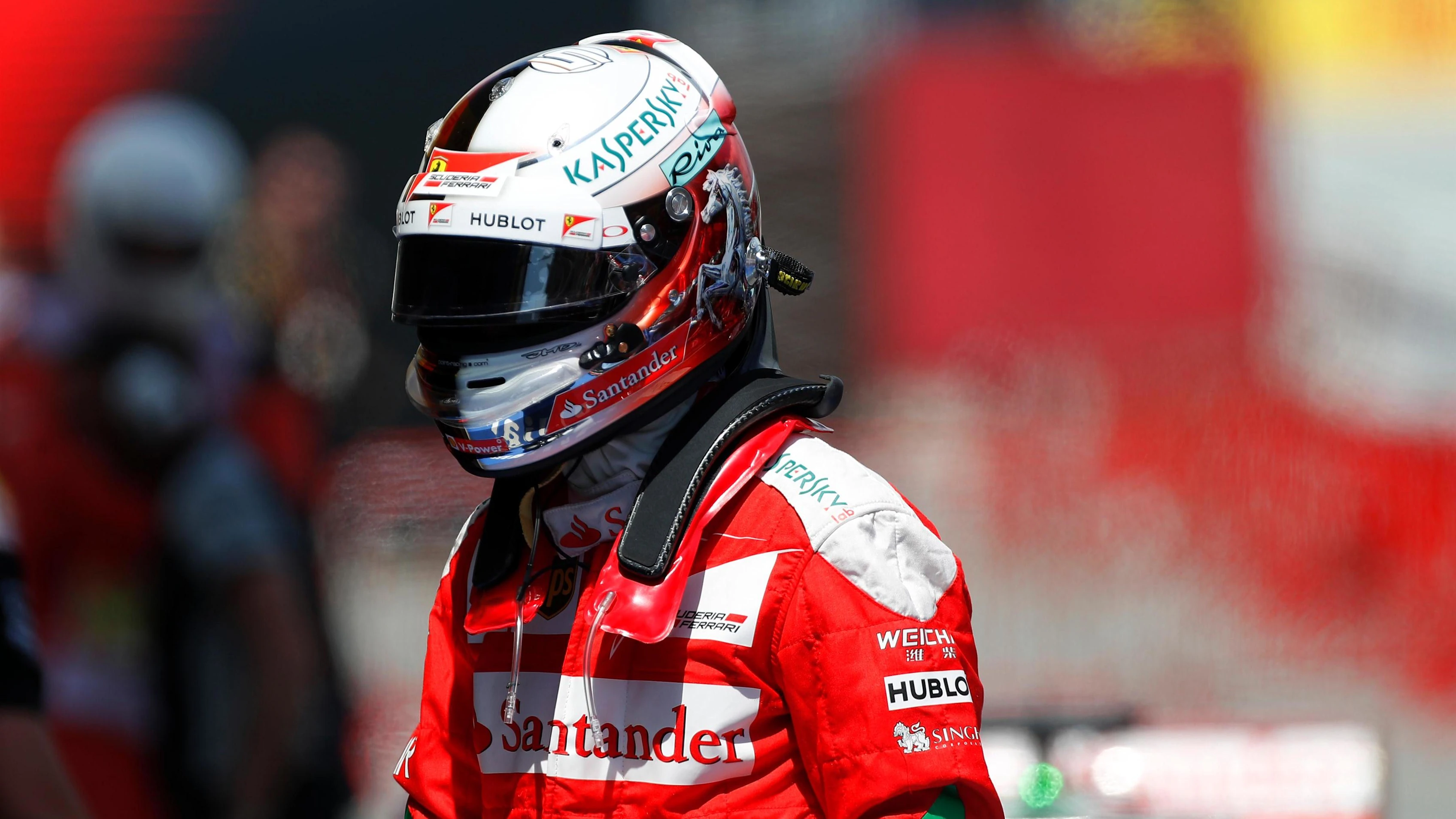 Sebastian Vettel (GER) Ferrari in parc ferme at Formula One World Championship, Rd5, Spanish Grand