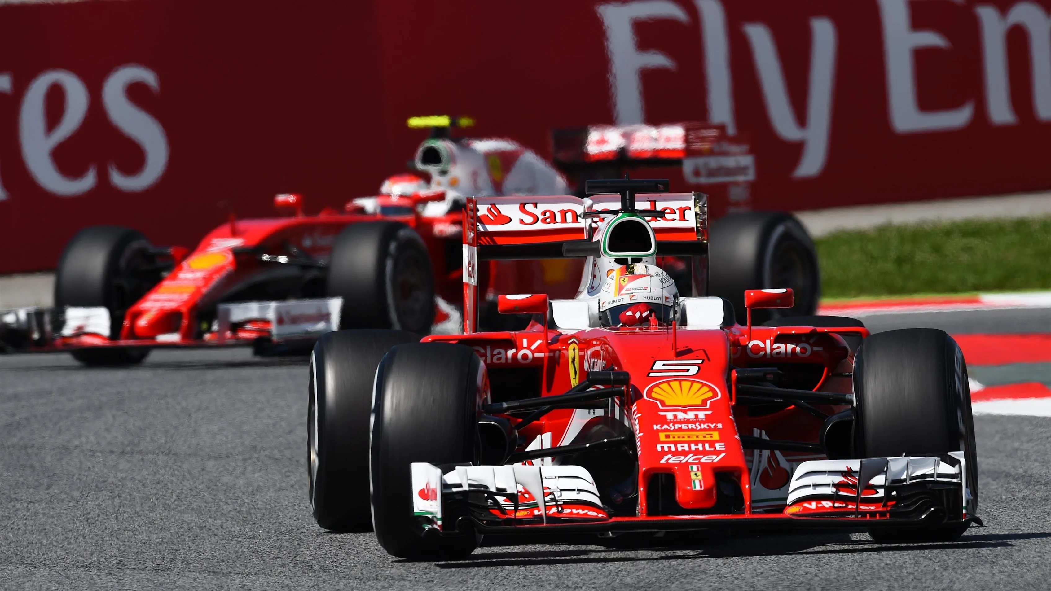 Sebastian Vettel (GER) Ferrari SF16-H leads Kimi Raikkonen (FIN) Ferrari SF16-H at Formula One