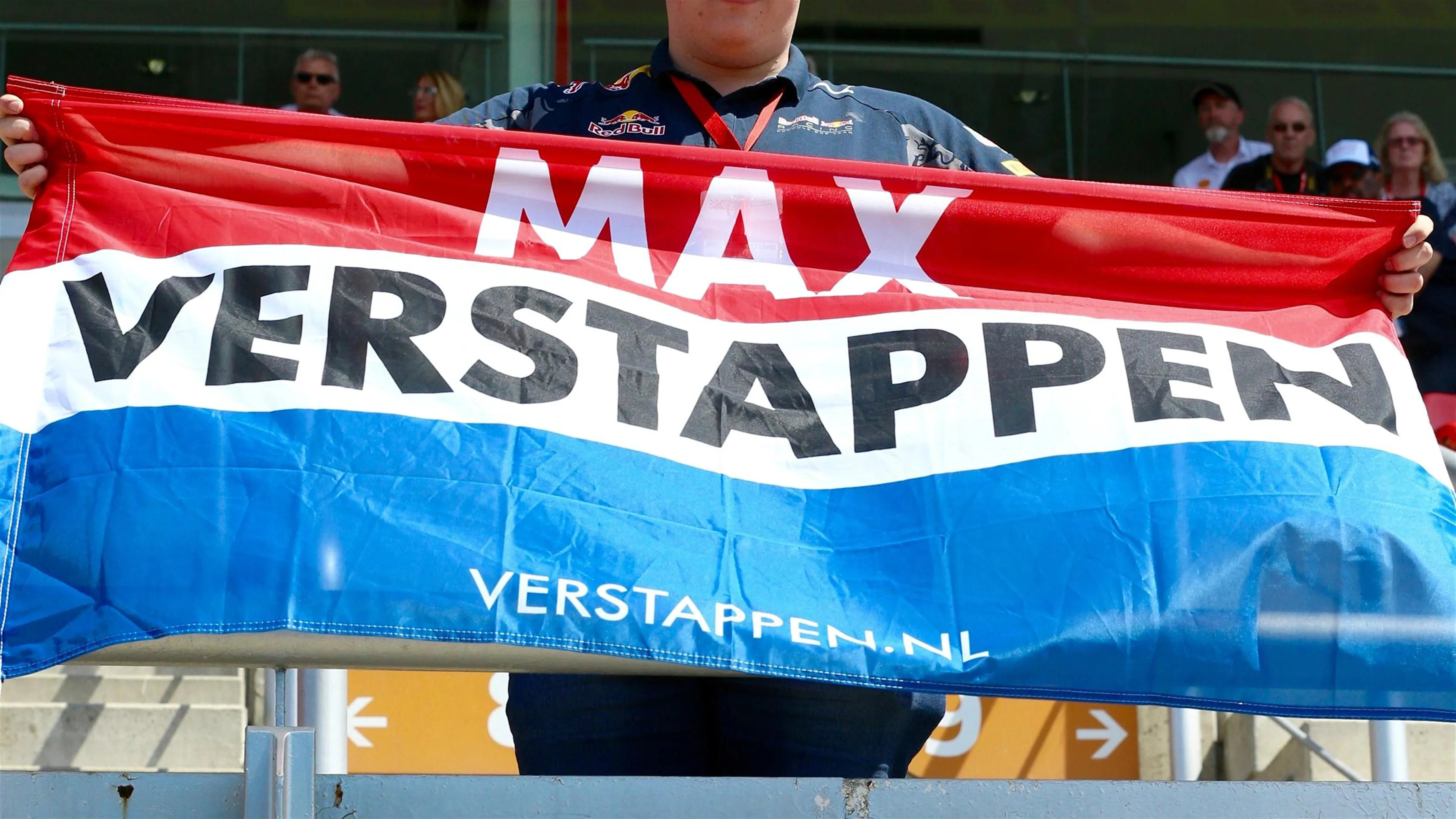 Fan with Max Verstappen (NED) Red Bull Racing flag at Formula One World Championship, Rd5, Spanish