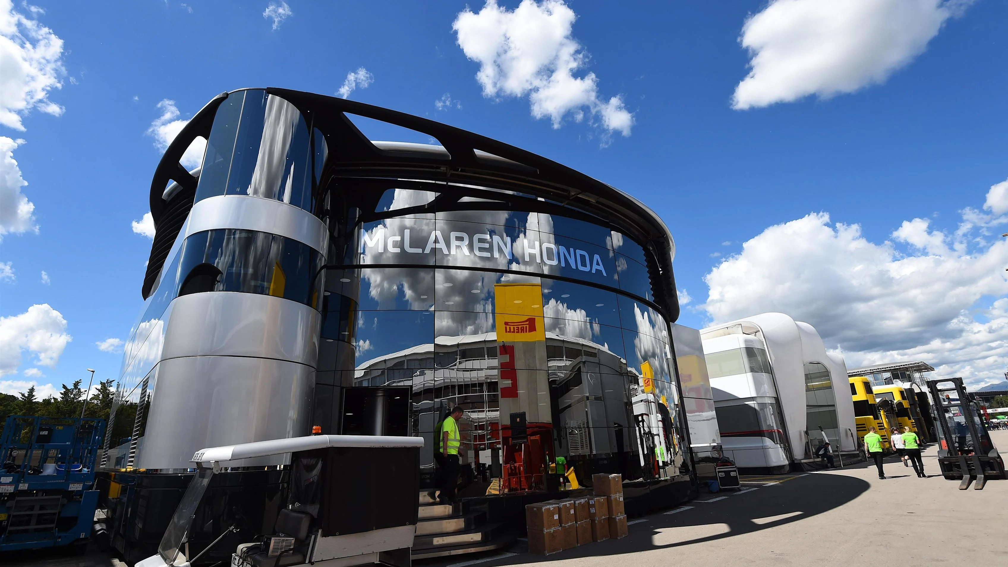 McLaren motorhome at Formula One World Championship, Rd5, Spanish Grand Prix, Preparations, Barcelona, Spain, Wednesday 11 May 2016. © Sutton Images