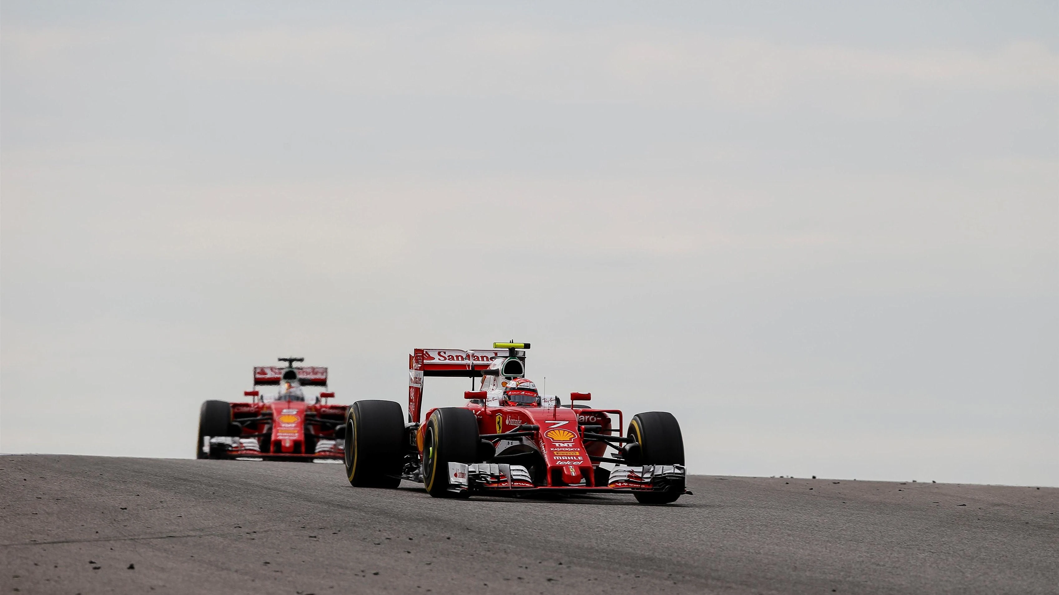 Kimi Raikkonen (FIN) Ferrari SF16-H and Sebastian Vettel (GER) Ferrari SF16-H at Formula One World Championship, Rd18, United States Grand Prix, Race, Circuit of the Americas, Austin, Texas, USA, Sunday 23 October 2016. © Sutton Images