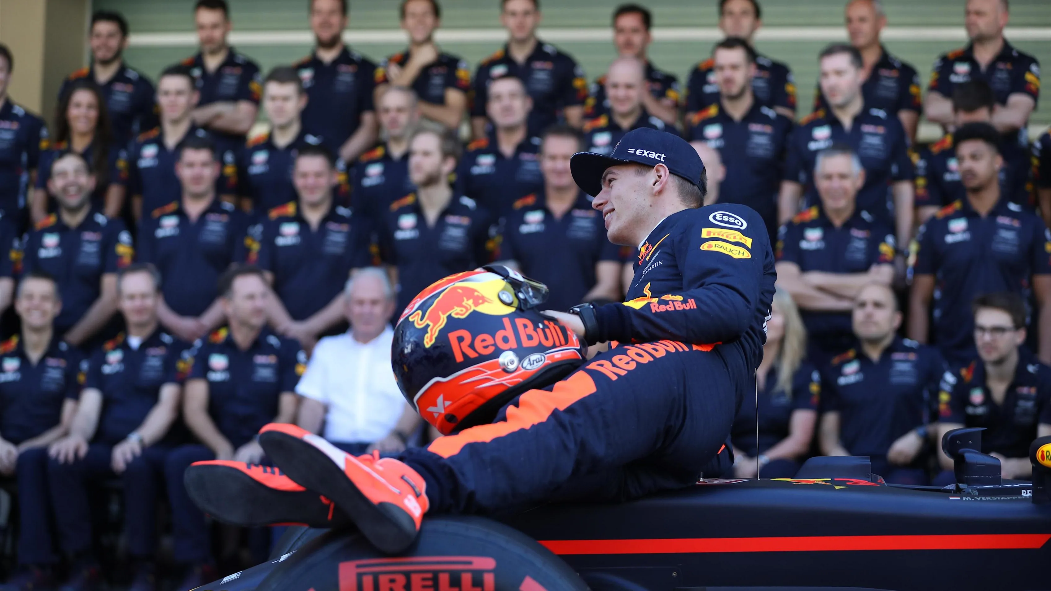 From Sunday... Max Verstappen (NED) Red Bull Racing at the Red Bull Racing Team photo at Formula One World Championship, Rd20, Abu Dhabi Grand Prix, Race, Yas Marina Circuit, Abu Dhabi, UAE, Sunday 26 November 2017. © Lionel Ng/Sutton Images