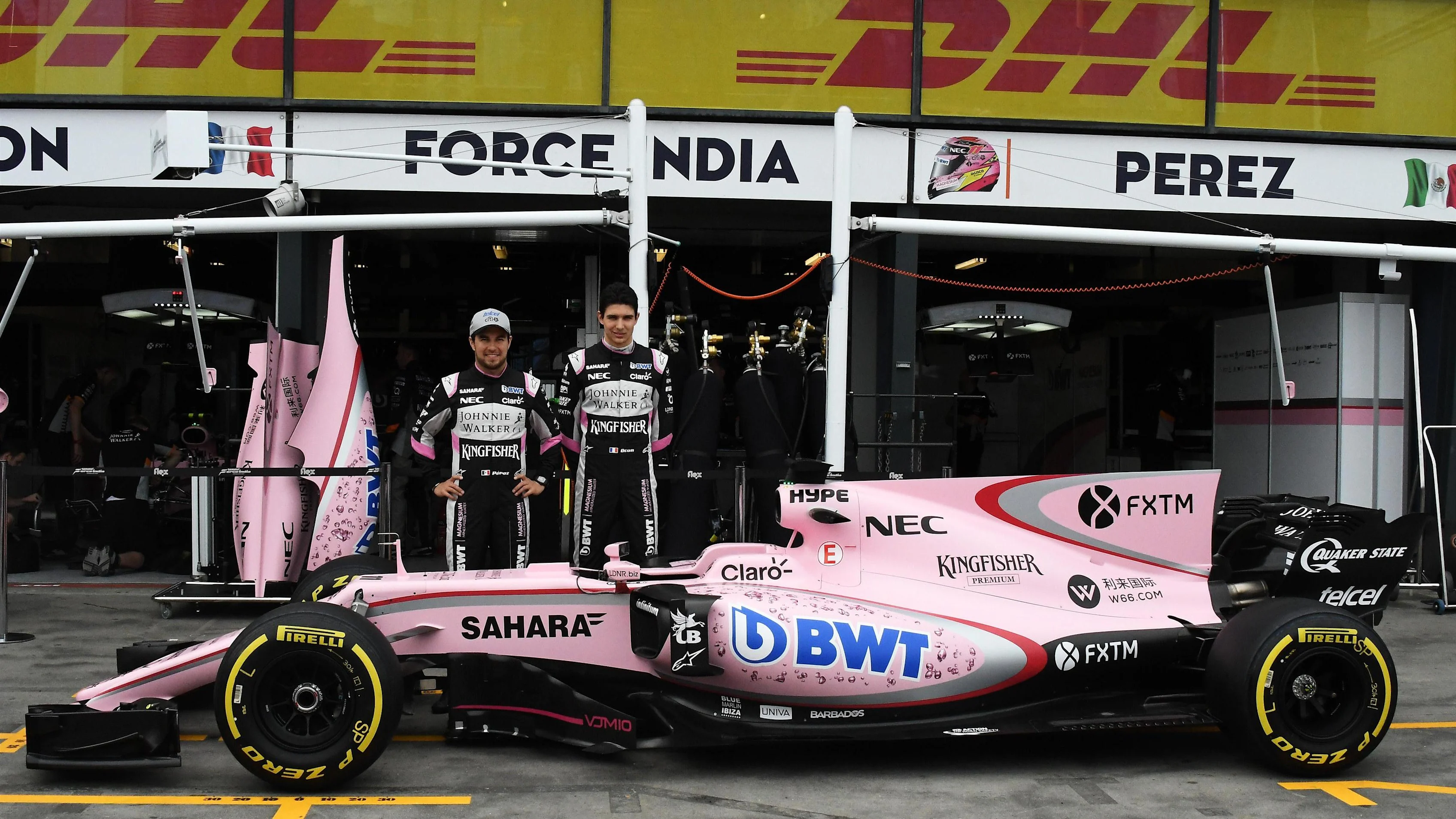 Sergio Perez (MEX) Force India and Esteban Ocon (FRA) Force India F1 at Formula One World Championship, Rd1, Australian Grand Prix, Practice, Albert Park, Melbourne, Australia, Friday 24 March 2017. © Sutton Motorsport Images