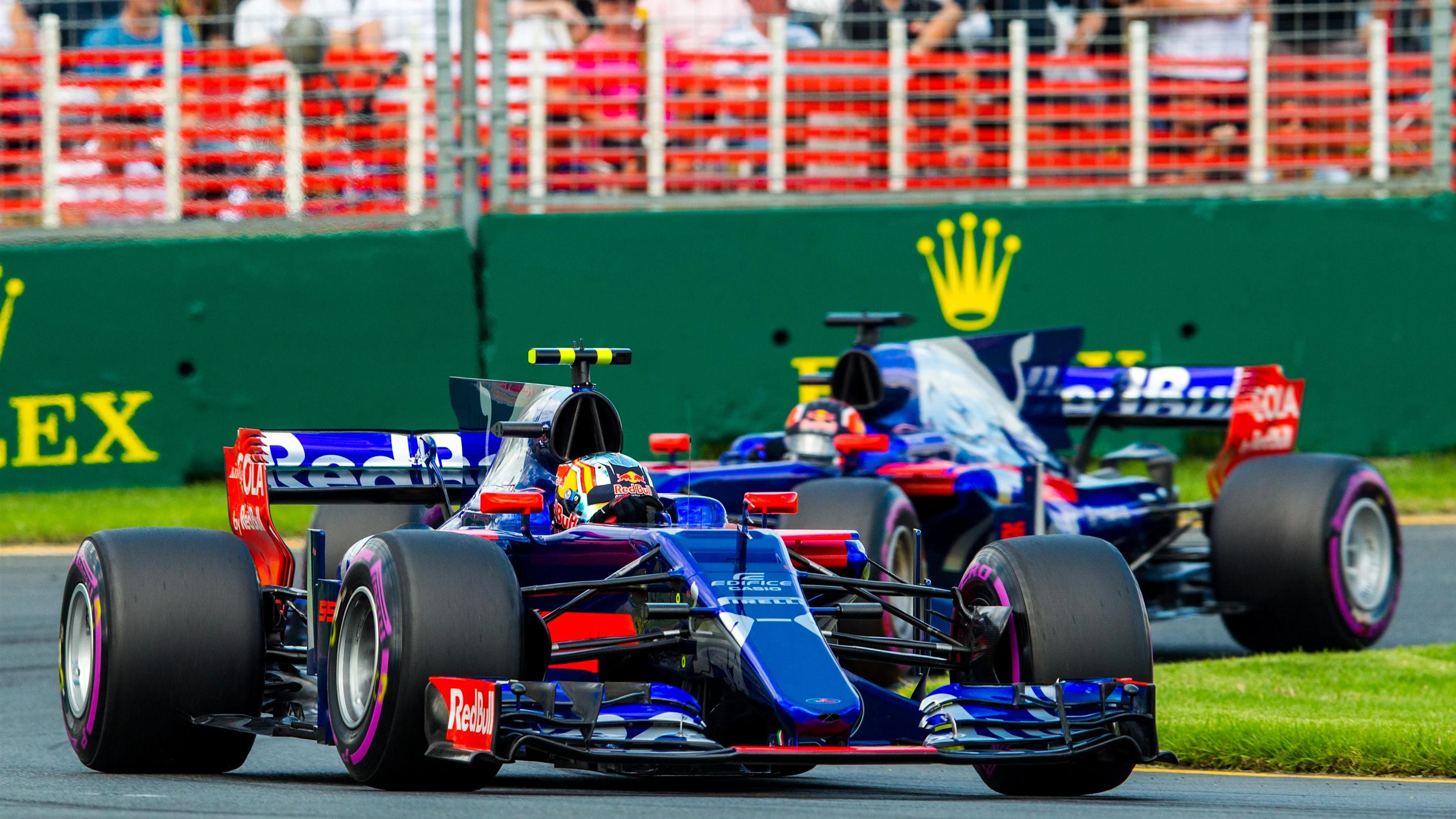 Carlos Sainz (ESP) Scuderia Toro Rosso STR12 and Daniil Kvyat (RUS) Scuderia Toro Rosso STR12 at Formula One World Championship, Rd1, Australian Grand Prix, Qualifying, Albert Park, Melbourne, Australia, Saturday 25 March 2017. © Sutton Motorsport Images