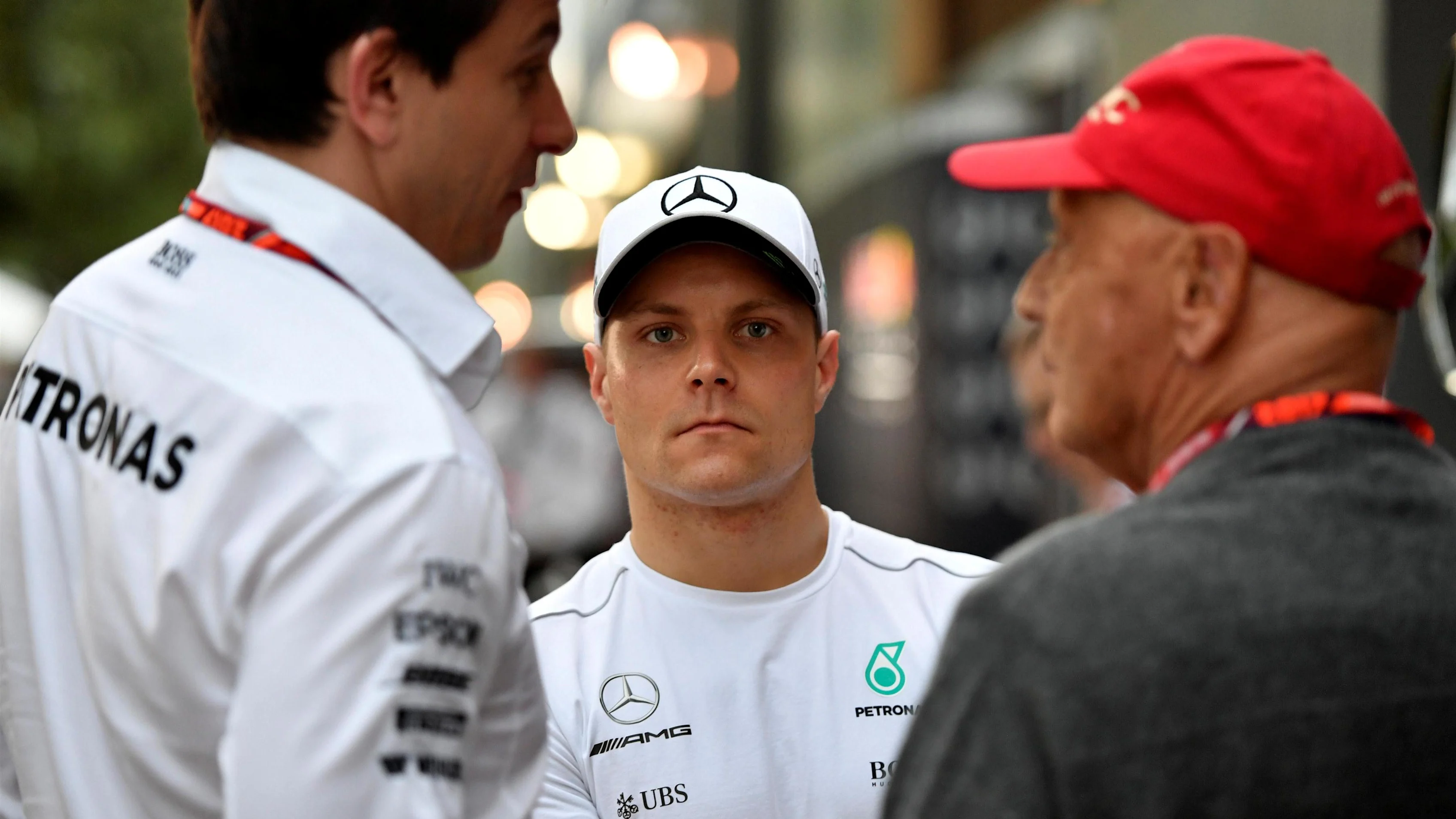 Toto Wolff (AUT) Mercedes Director of Motorsport, Valtteri Bottas (FIN) Mercedes and Niki Lauda (AUT) Mercedes Non-Executive Chairman at F1 World Championship, Australian Grand Prix, Melbourne, Australia, 25 March 2017. ©Sutton Motorsport Images