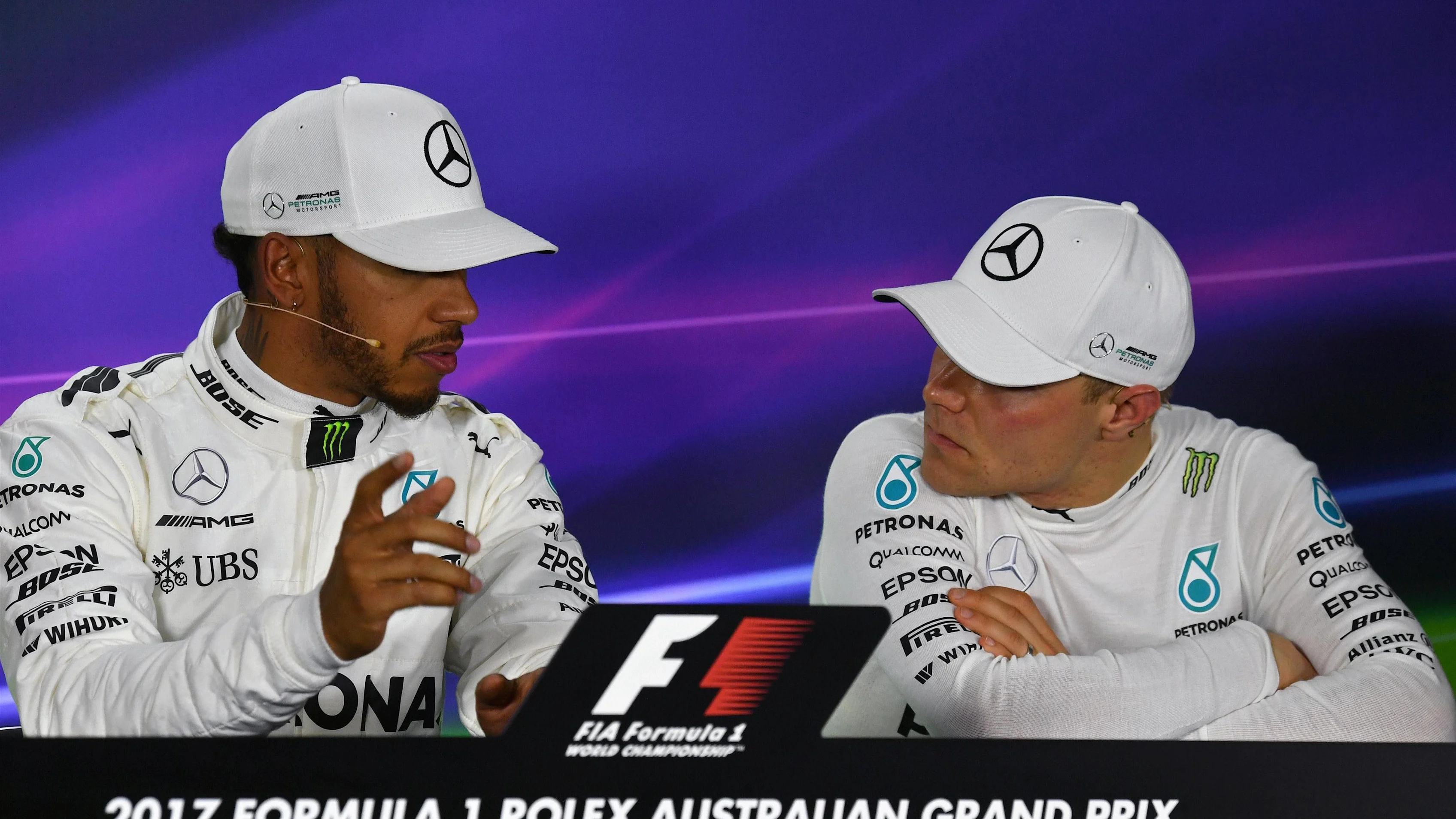 Mercedes AMG F1 and Mercedes AMG F1 in the Press Conference at Formula One World Championship, Rd1, Australian Grand Prix, Qualifying, Albert Park, Melbourne, Australia, Saturday 25 March 2017. © Sutton Motorsport Images