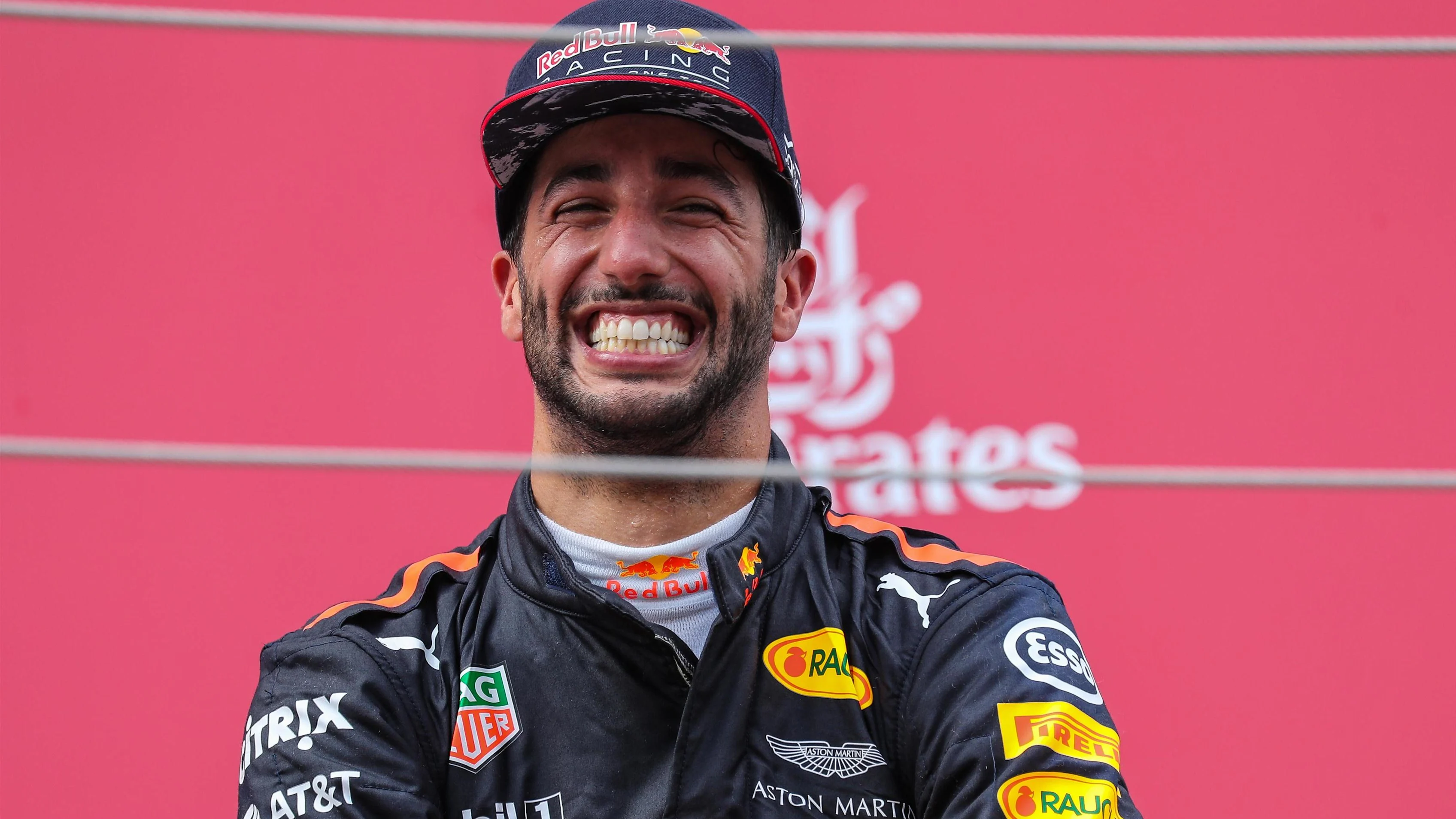 Daniel Ricciardo (AUS) Red Bull Racing celebrates on the podium at Formula One World Championship, Rd9, Austrian Grand Prix, Race, Spielberg, Austria, Sunday 9 July 2017. © Sutton Images