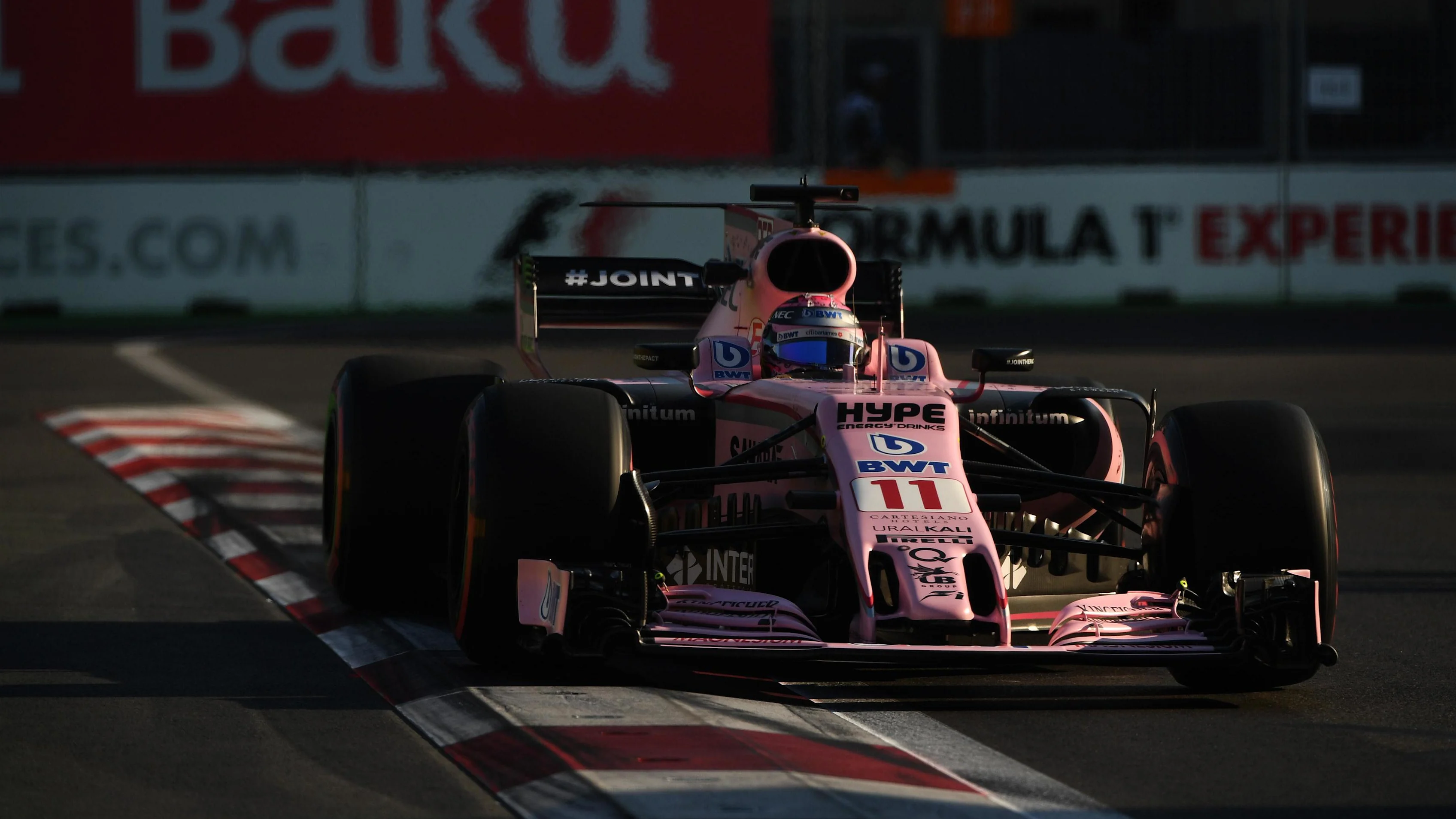 Sergio Perez (MEX) Force India VJM10 at Formula One World Championship, Rd8, Azerbaijan Grand Prix, Practice, Baku City Circuit, Baku, Azerbaijan, Friday 23 June 2017.