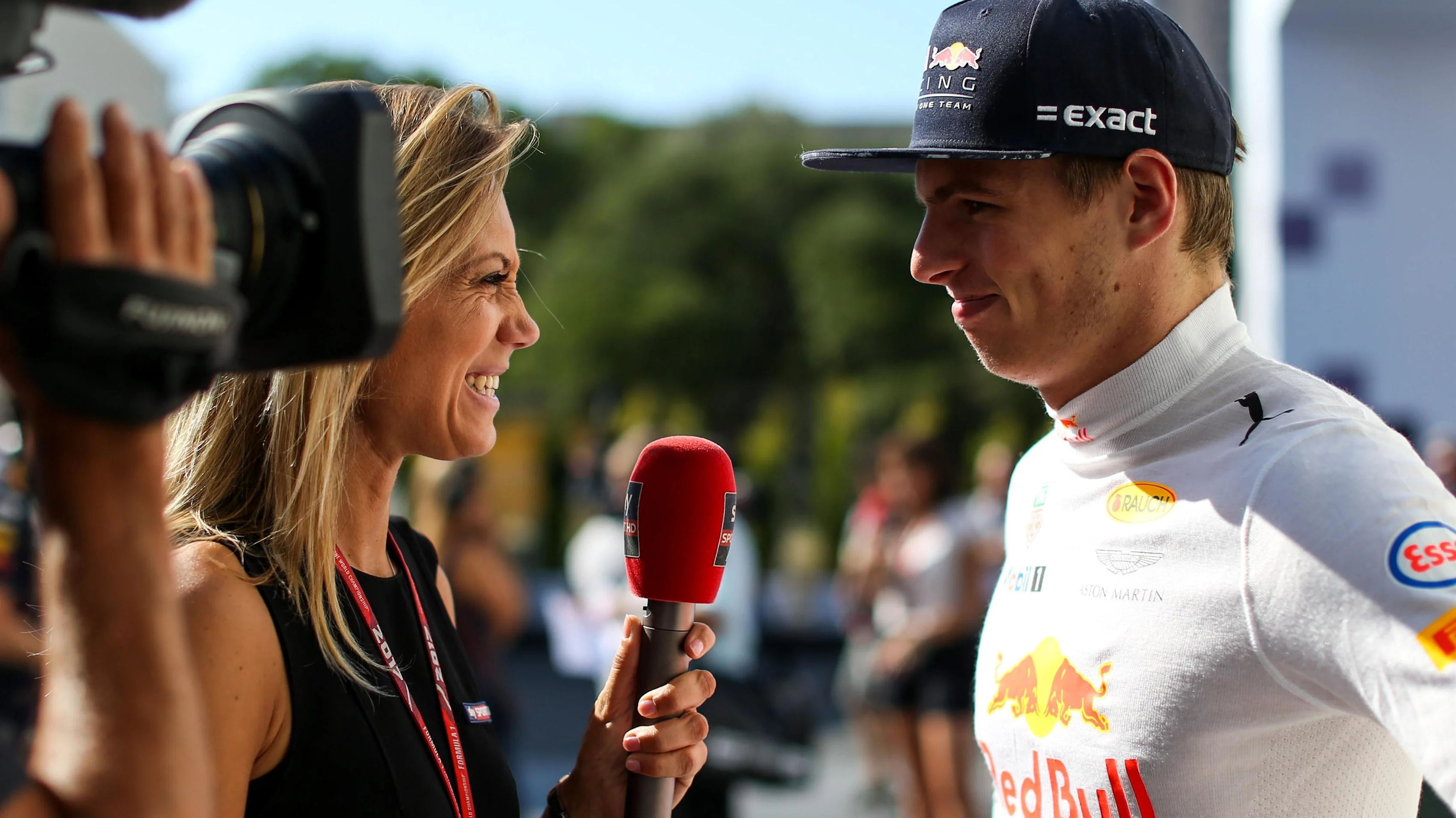 Max Verstappen (NED) Red Bull Racing talks to Mara Sangiorgio (ITA) Sky Sports Italia at Formula One World Championship, Rd8, Azerbaijan Grand Prix, Qualifying, Baku City Circuit, Baku, Azerbaijan, Saturday 24 June 2017. © Sutton Images