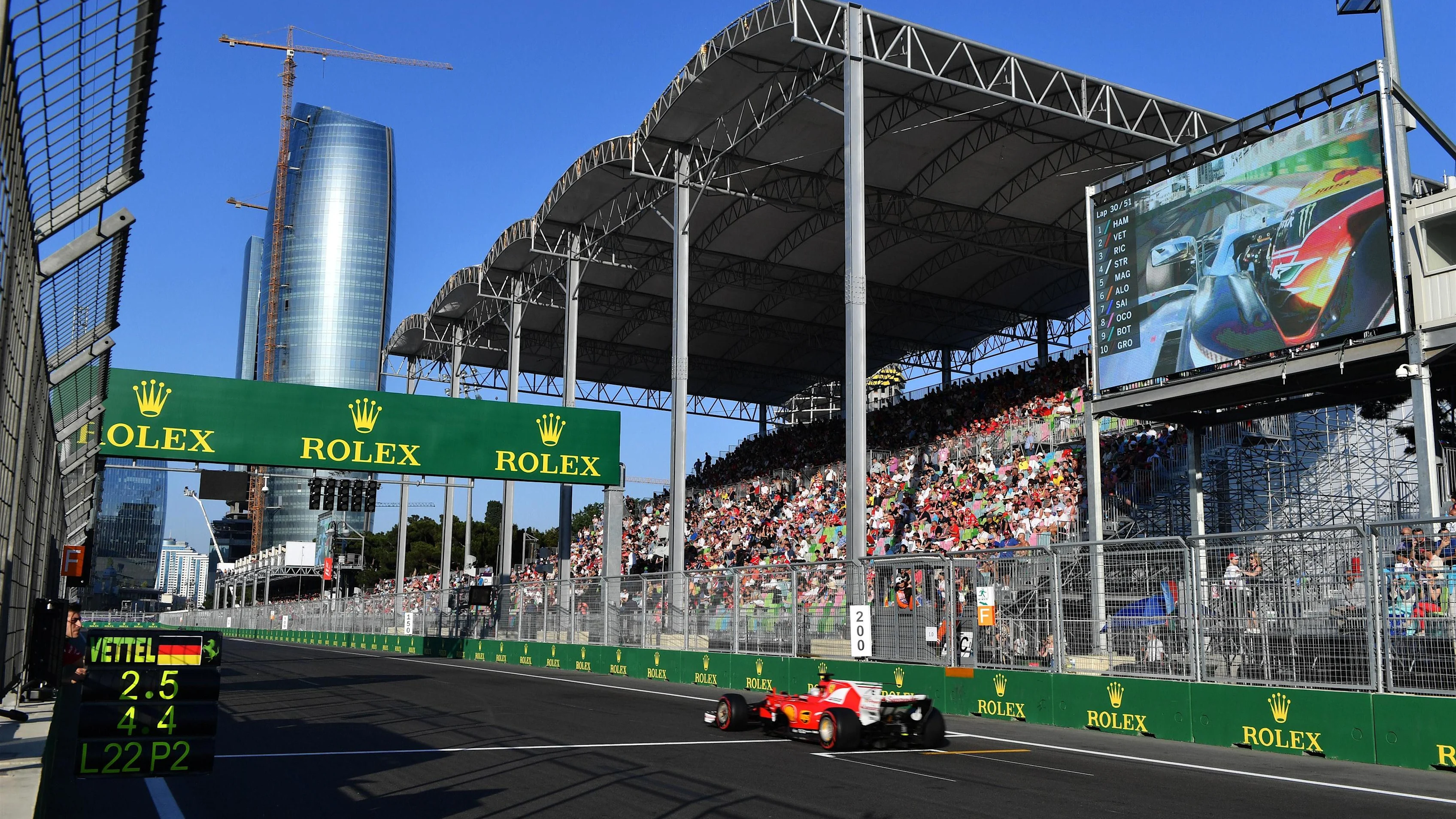Sebastian Vettel (GER) Ferrari SF70-H at Formula One World Championship, Rd8, Azerbaijan Grand Prix, Race, Baku City Circuit, Baku, Azerbaijan, Sunday 25 June 2017. © Sutton Images