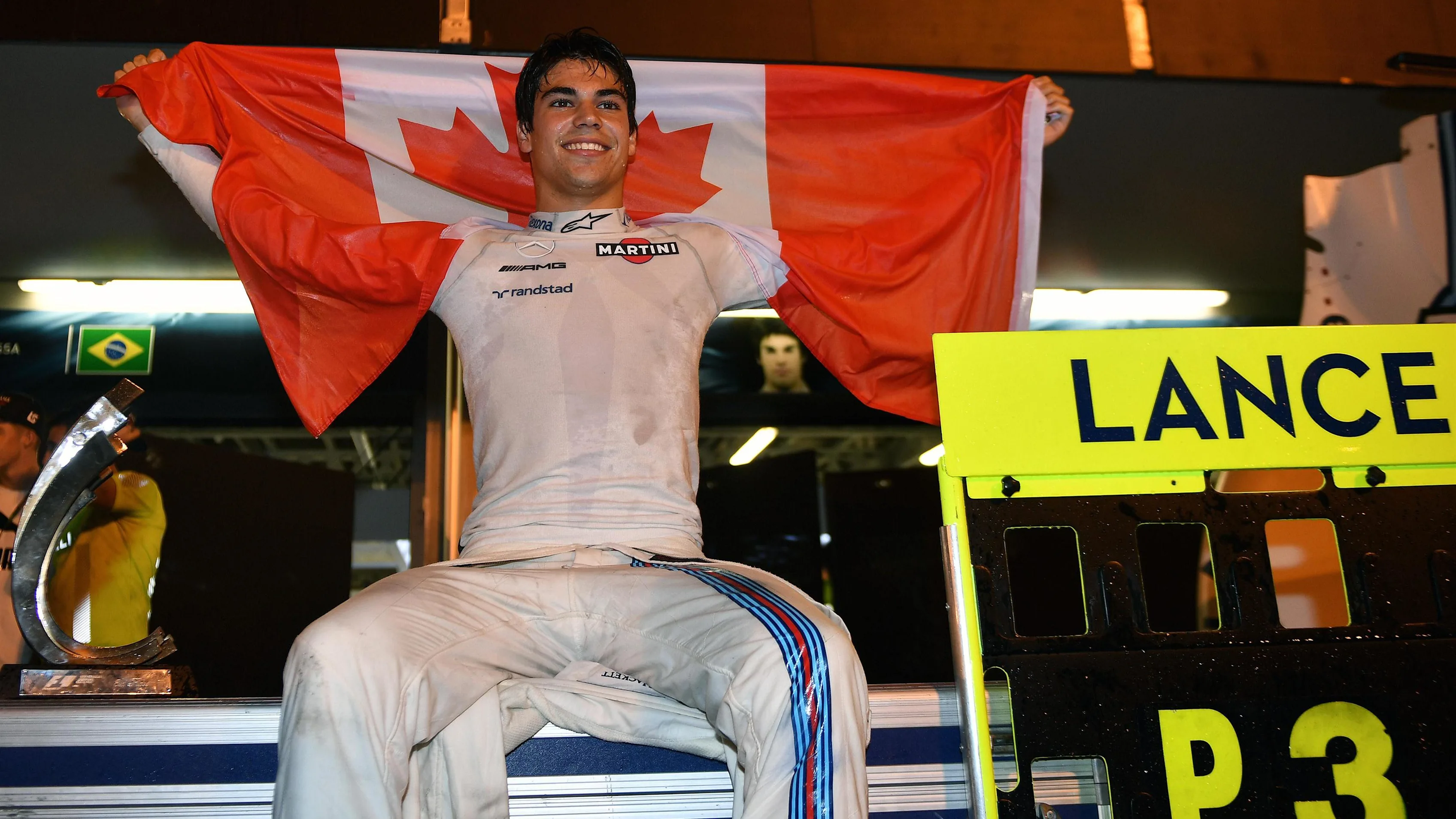 Lance Stroll (CDN) Williams celebrates at Formula One World Championship, Rd8, Azerbaijan Grand