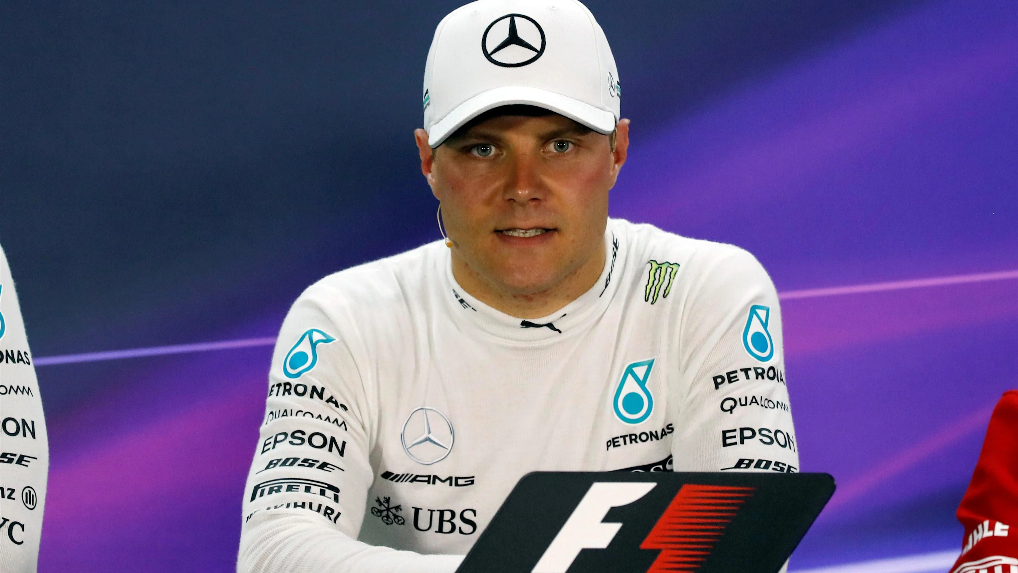 Pole sitter Valtteri Bottas (FIN) Mercedes AMG F1 in the Press Conference at Formula One World Championship, Rd3, Bahrain Grand Prix Qualifying, Bahrain International Circuit, Sakhir, Bahrain, Saturday 15 April 2017. © Sutton Motorsport Images