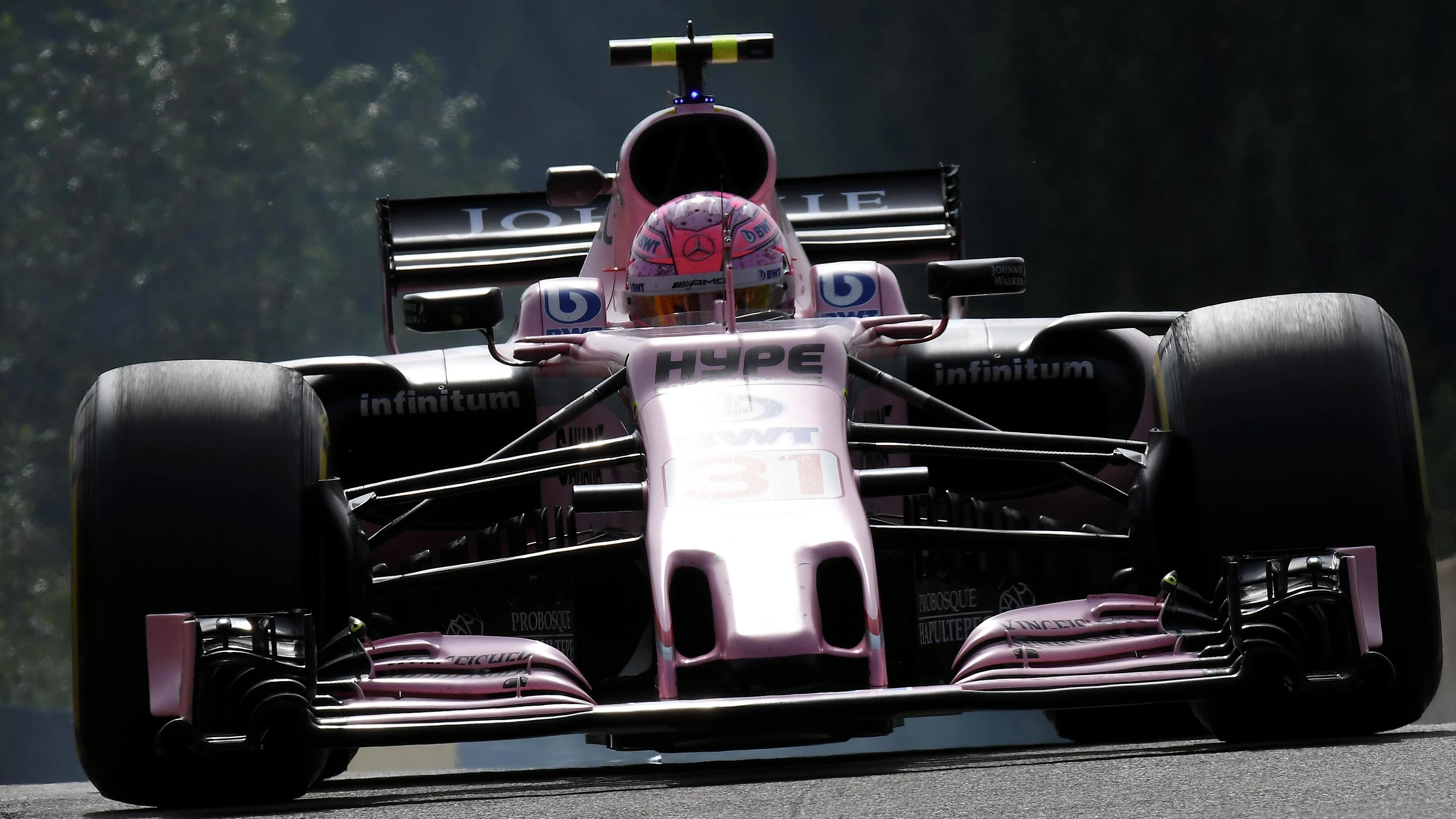 Esteban Ocon (FRA) Force India VJM10 at Formula One World Championship, Rd12, Belgian Grand Prix, Practice, Spa Francorchamps, Belgium, Friday 25 August 2017. © Sutton Images