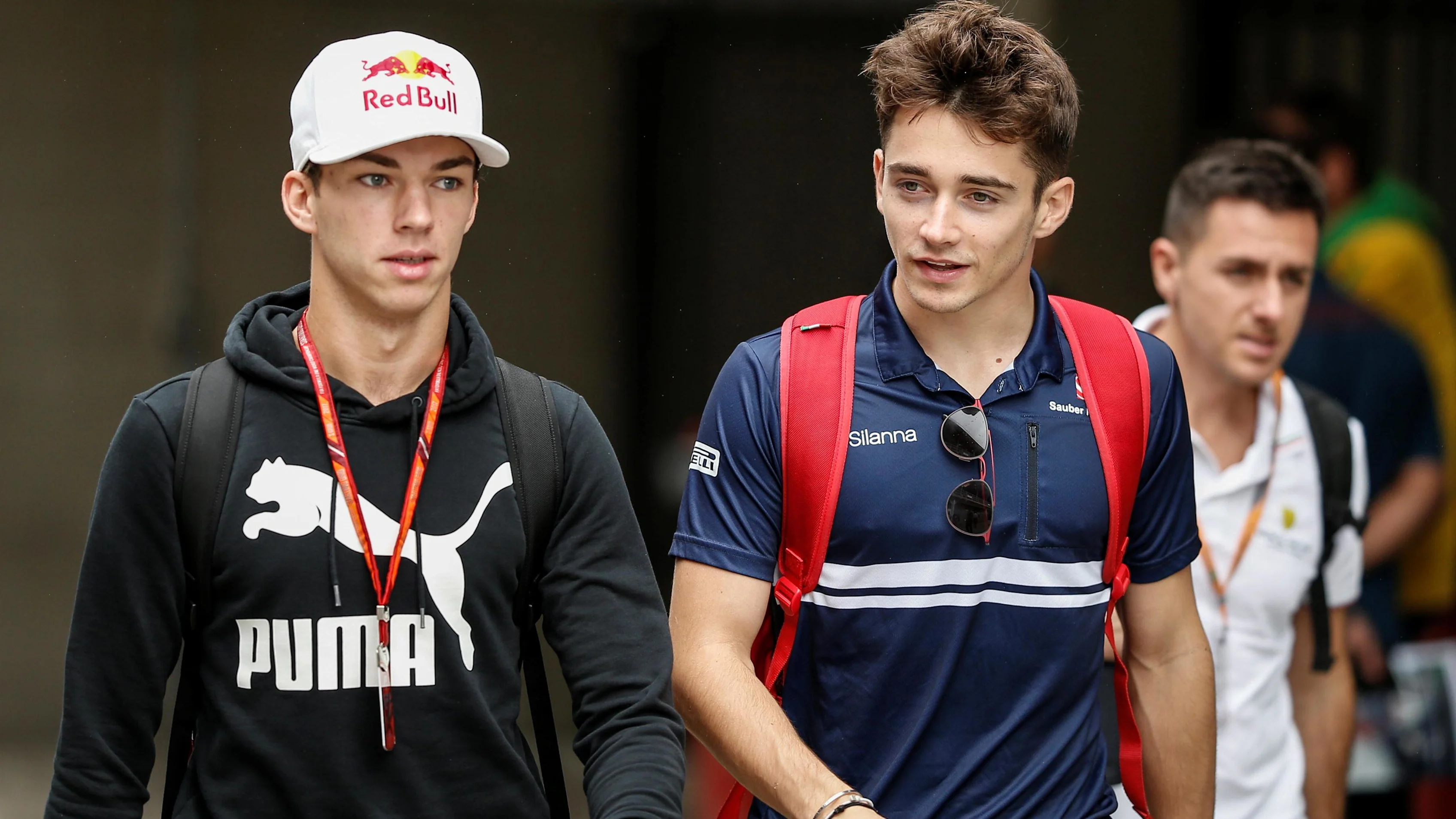 Pierre Gasly (FRA) Scuderia Toro Rosso and Charles Leclerc (MON) Sauber at Formula One World Championship, Rd19, Brazilian Grand Prix, Qualifying, Interlagos, Sao Paulo, Brazil, Saturday 11 November 2017. © Manuel Goria/Sutton Images
