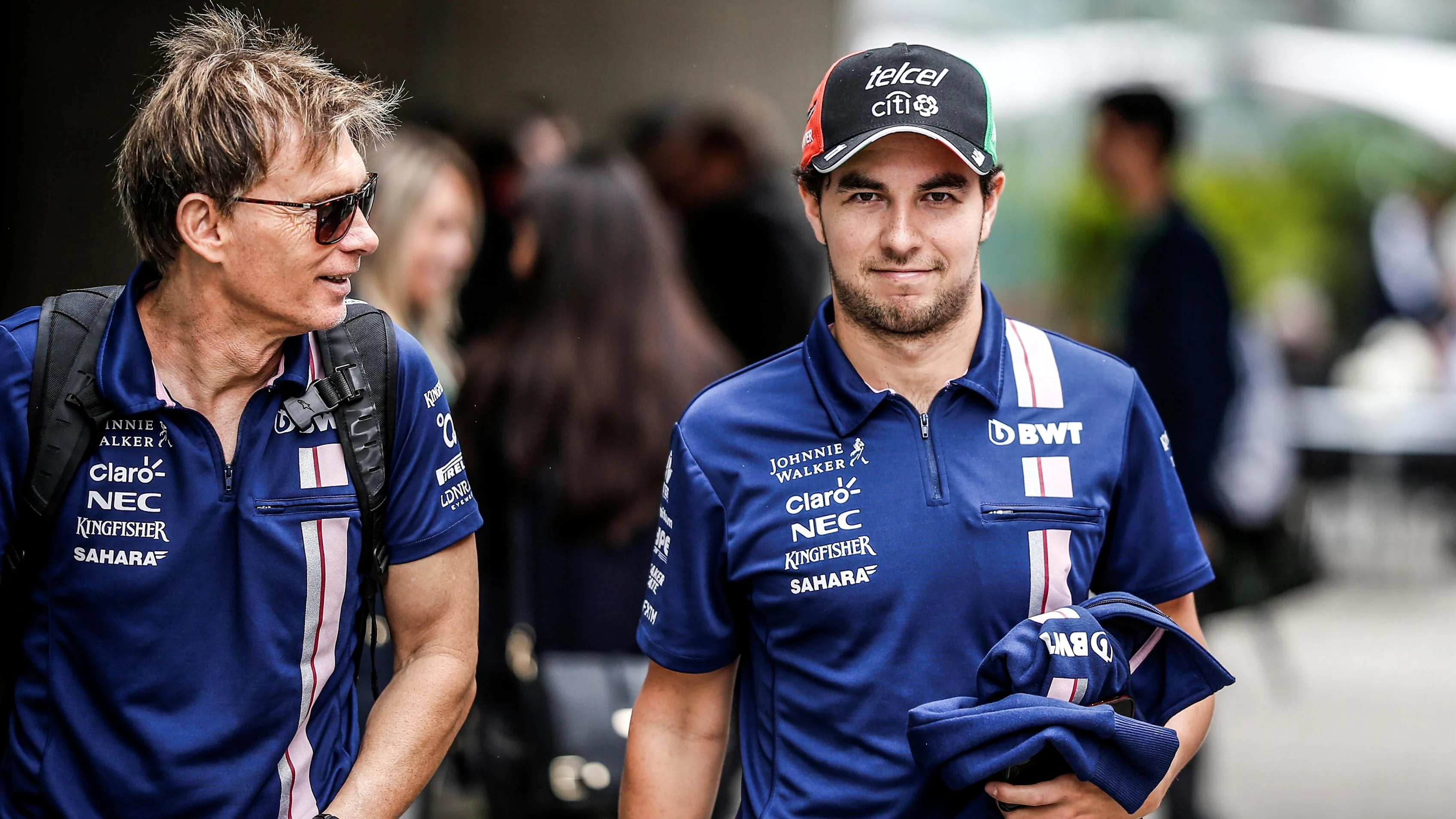 Sergio Perez (MEX) Force India and Xavi Martos (ESP) Trainer at Formula One World Championship,