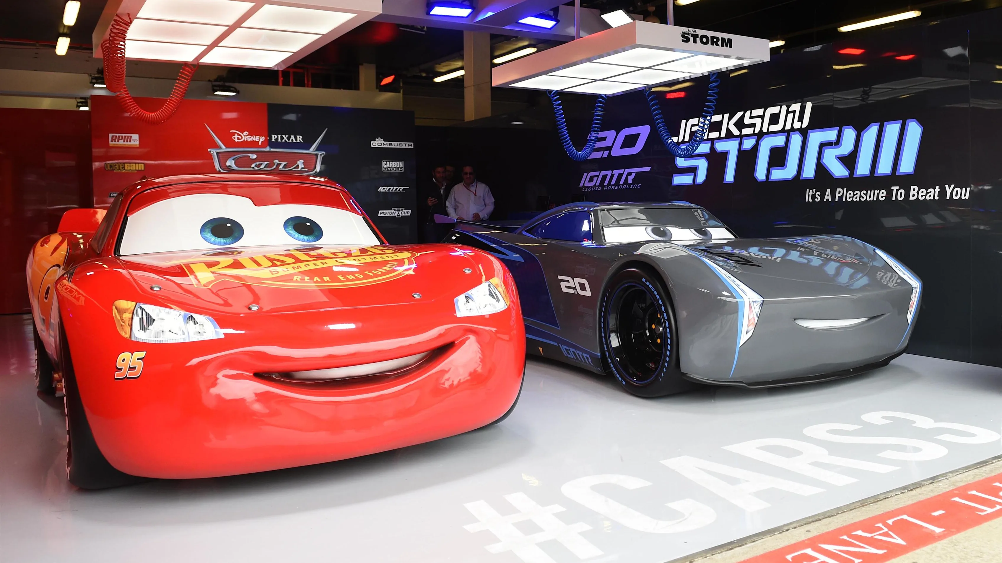 Cars 3 garage at Formula One World Championship, Rd10, British Grand Prix, Practice, Silverstone,