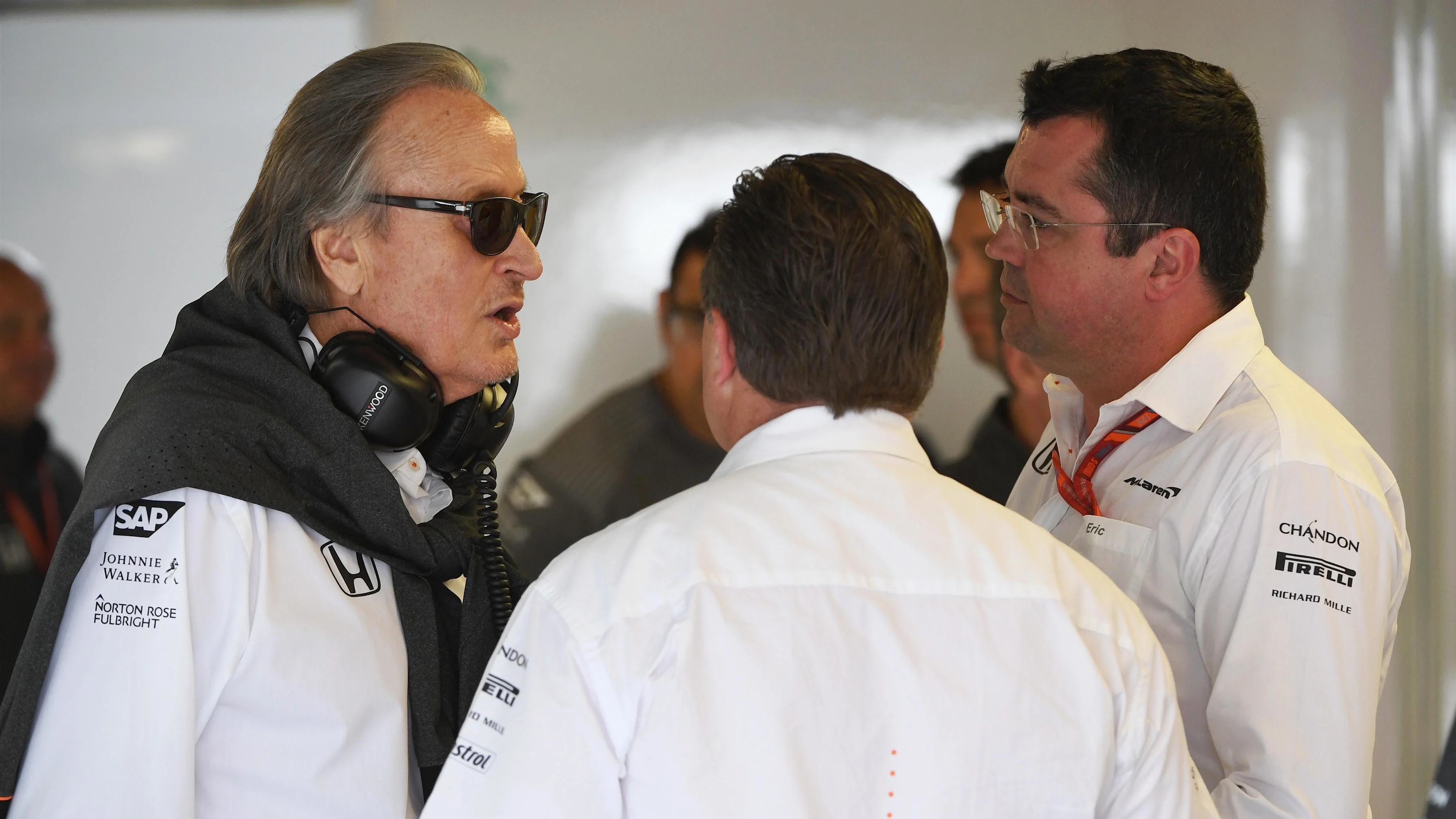 Mansour Ojjeh (KSA) TAG, Zak Brown (USA) McLaren Executive Director and Eric Boullier (FRA) McLaren