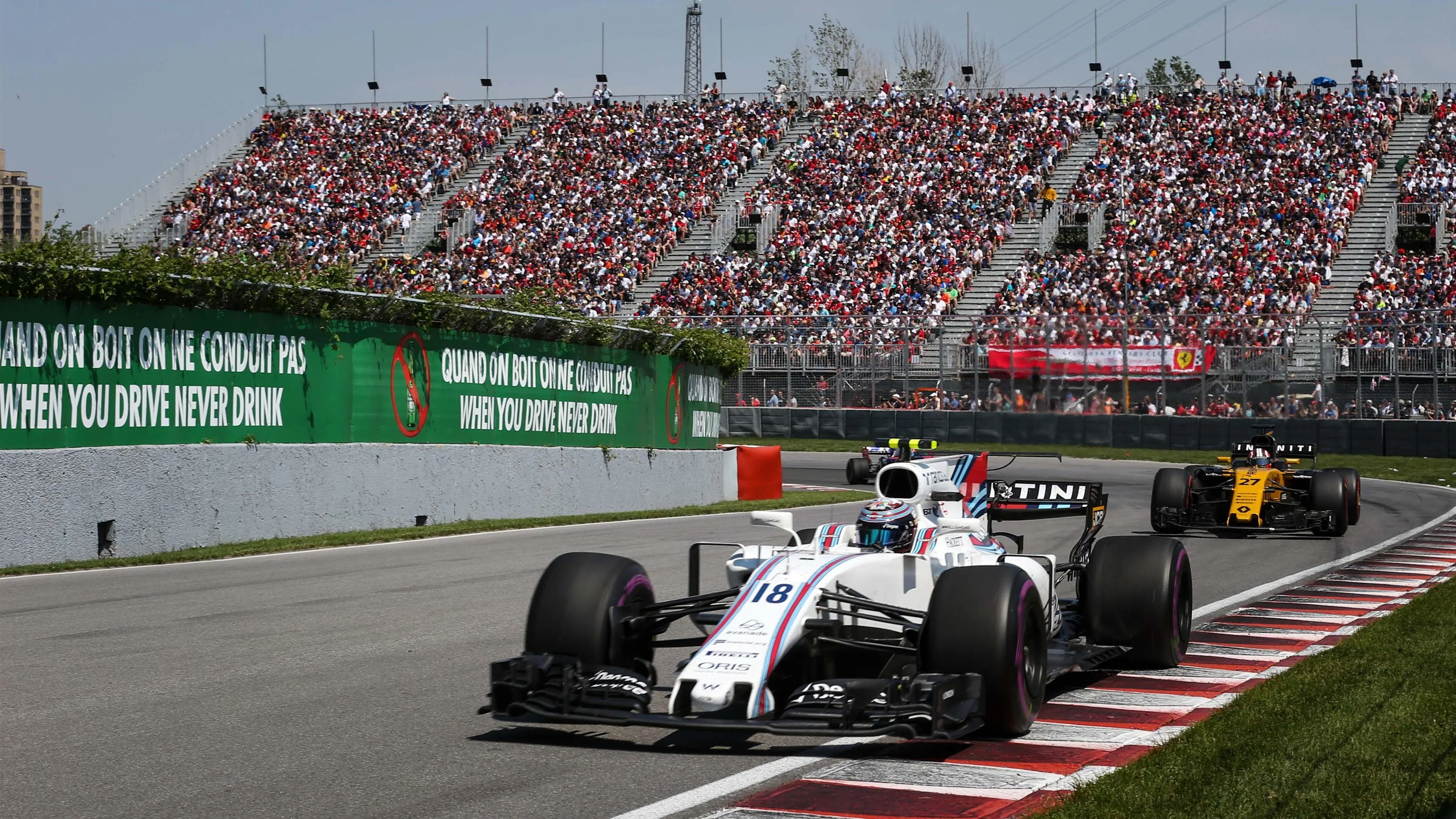 Lance Stroll (CDN) Williams FW40 at Formula One World Championship, Rd7, Canadian Grand Prix, Race,