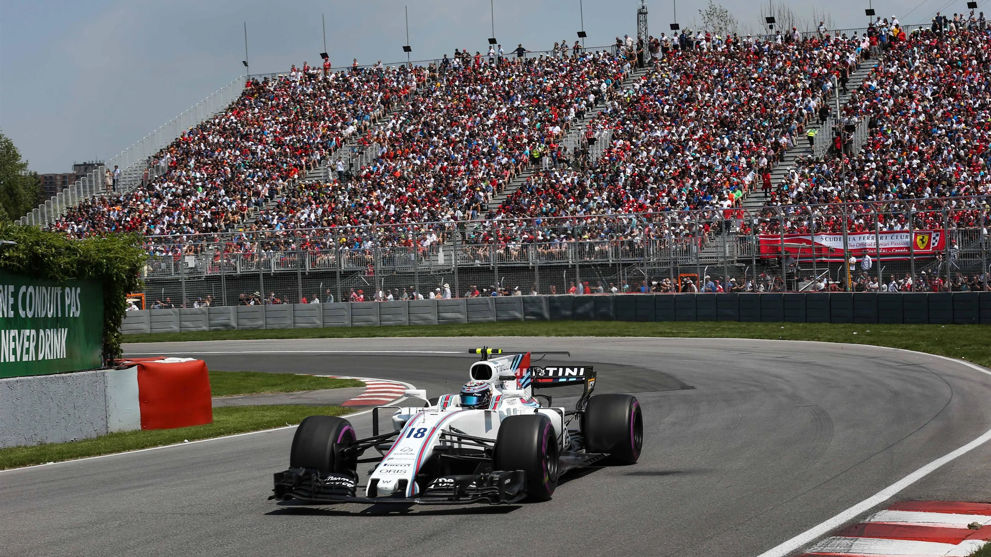 Lance Stroll (CDN) Williams FW40 at Formula One World Championship, Rd7, Canadian Grand Prix, Race,