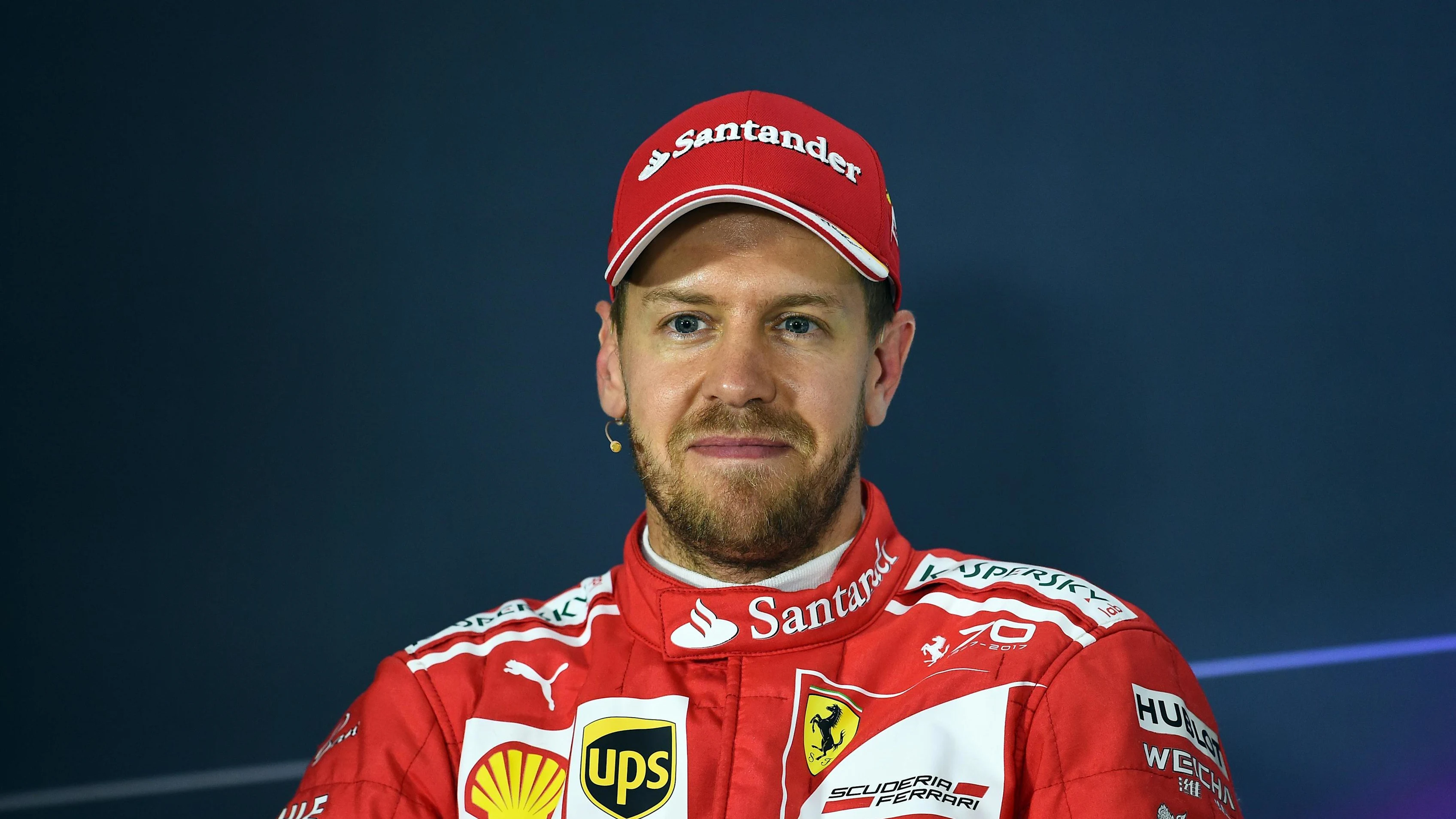 Sebastian Vettel (GER) Ferrari in the Press Conference at Formula One World Championship, Rd2, Chinese Grand Prix, Qualifying, Shanghai, China, Saturday 8 April 2017. © Sutton Motorsport Images