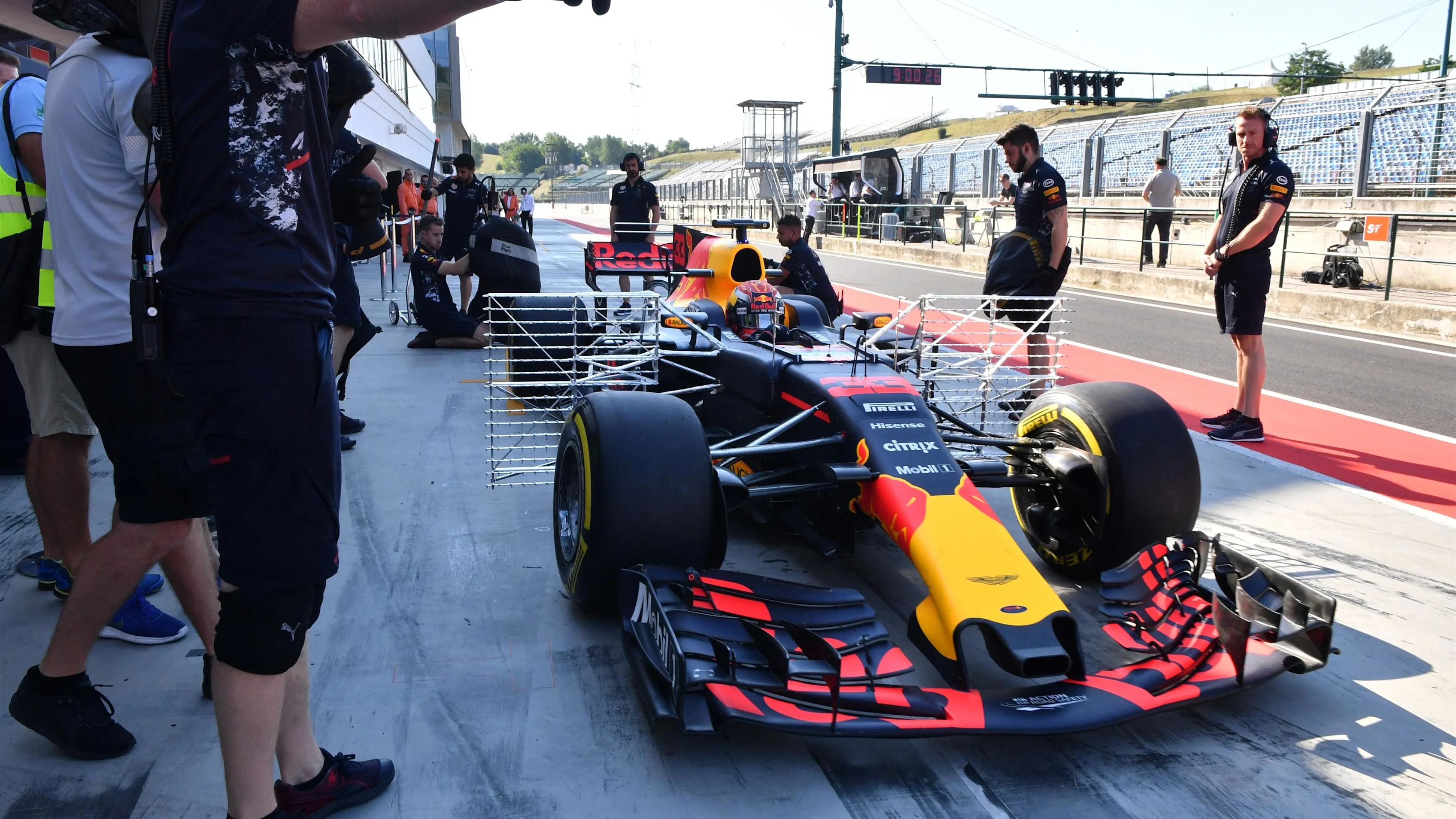 And from Tuesday... Max Verstappen (NED) Red Bull Racing RB13 with aero sensors at Formula One Testing, Day One, Hungaroring, Hungary, Tuesday 1 August 2017. © Sutton Images