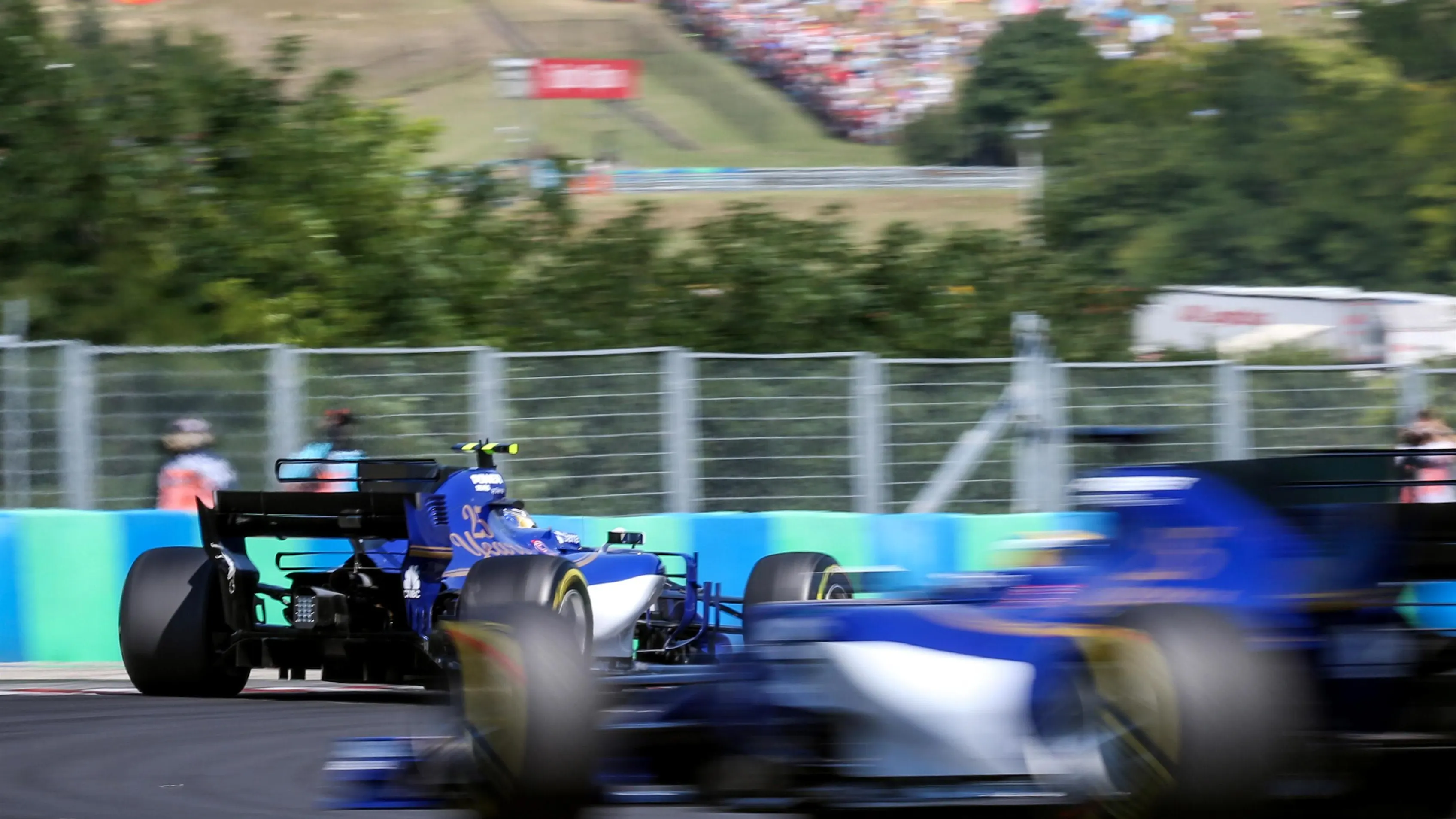 Marcus Ericsson (SWE) Sauber C36 and Pascal Wehrlein (GER) Sauber C36 at Formula One World Championship, Rd11, Hungarian Grand Prix, Race, Hungaroring, Hungary, Sunday 30 July 2017. © Sutton Images