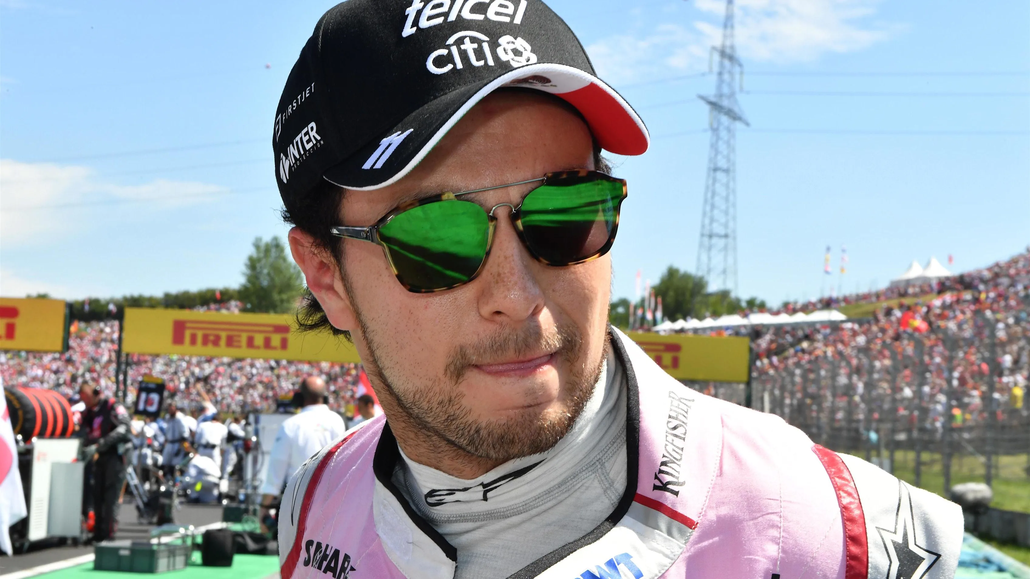 Sergio Perez (MEX) Force India on the grid at Formula One World Championship, Rd11, Hungarian Grand Prix, Race, Hungaroring, Hungary, Sunday 30 July 2017. © Sutton Images
