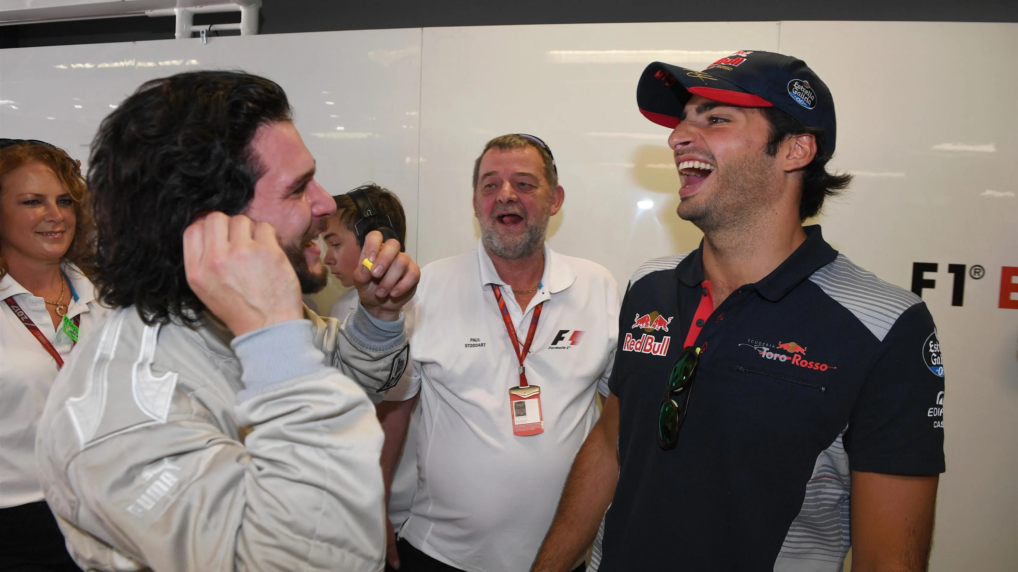 F1 Experiences 2-Seater passenger Kit Harington (GBR) Actor and Carlos Sainz (ESP) Scuderia Toro Rosso at Formula One World Championship, Rd13, Italian Grand Prix, Race, Monza, Italy, Sunday 3 September 2017. © Sutton Images
