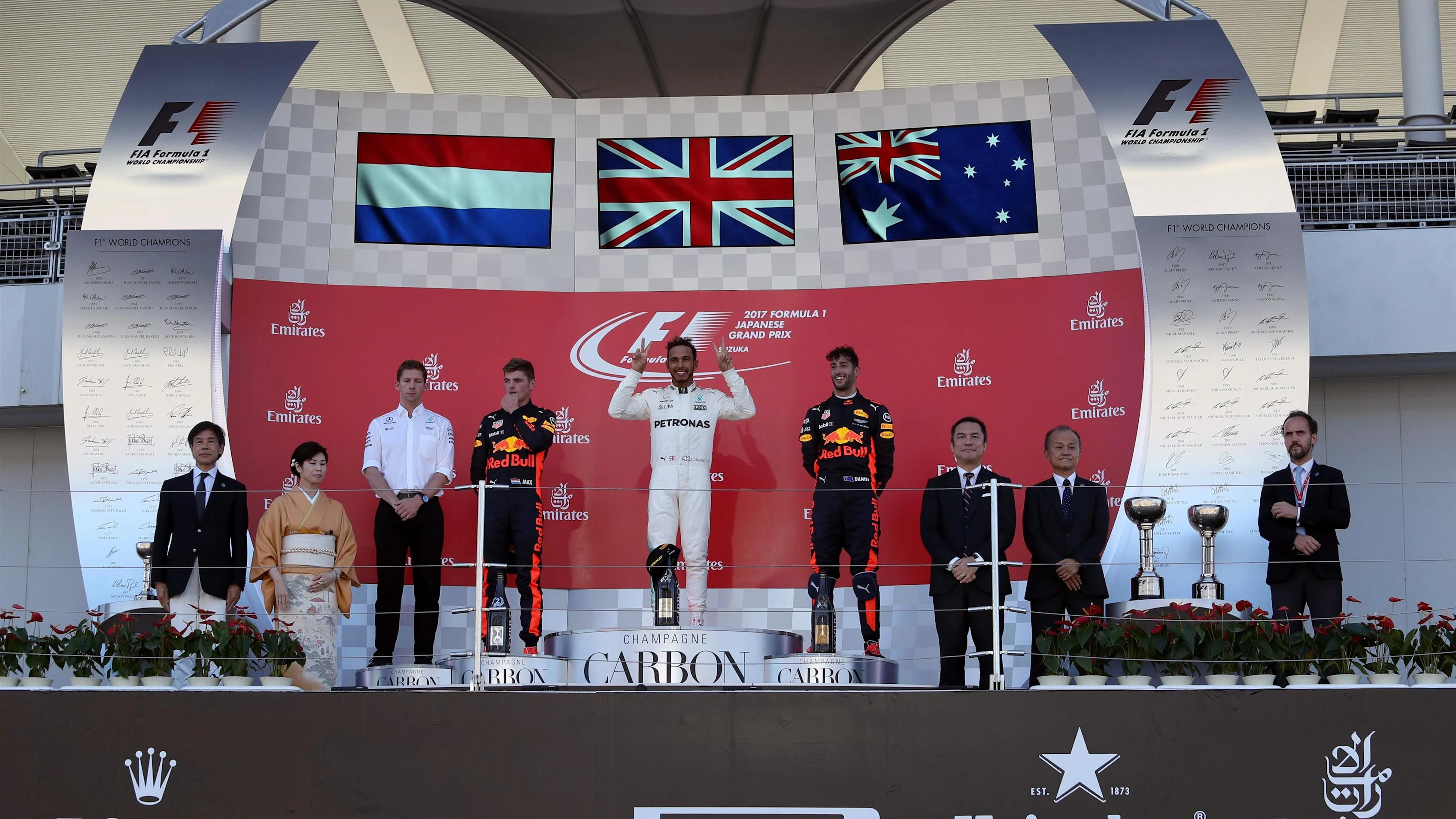 (L to R): Max Verstappen (NED) Red Bull Racing, James Vowles (GBR) Mercedes AMG F1 Chief