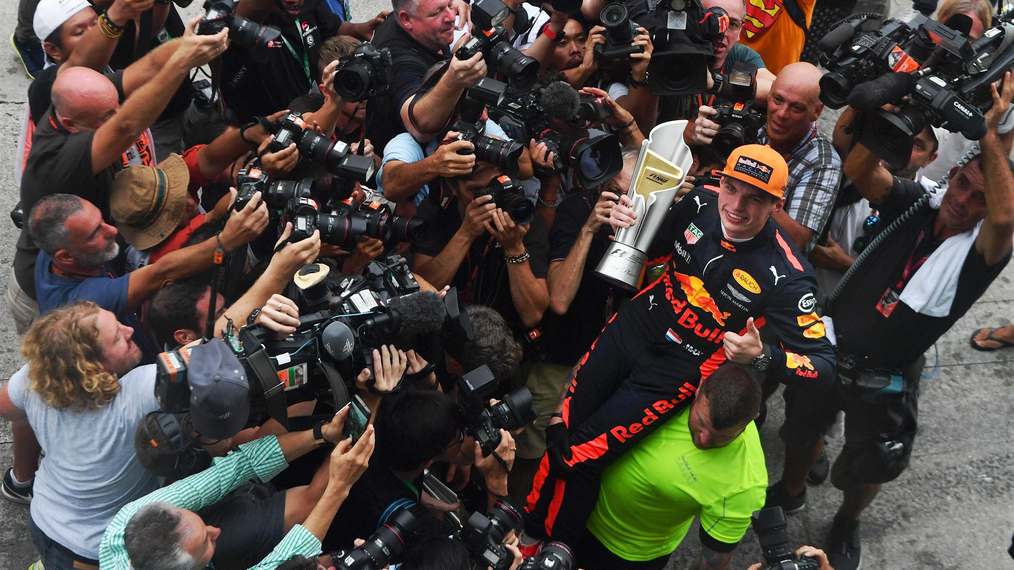 Race winner Max Verstappen (NED) Red Bull Racing celebrates at Formula One World Championship,