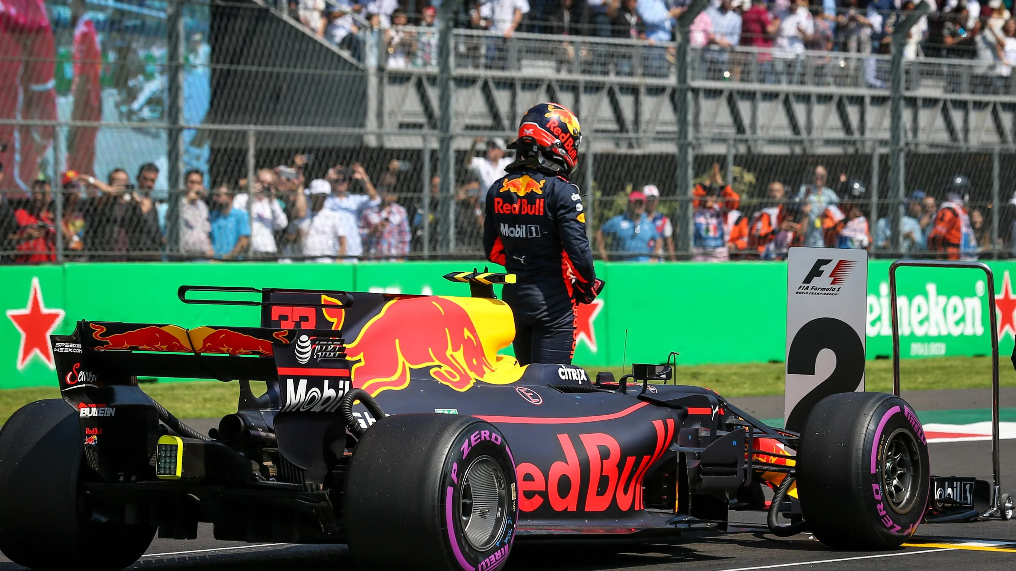 Max Verstappen (NED) Red Bull Racing RB13 in parc ferme at Formula One World Championship, Rd18, Mexican Grand Prix, Qualifying, Circuit Hermanos Rodriguez, Mexico City, Mexico, Saturday 28 October 2017. © Mirko Stange/Sutton Images
