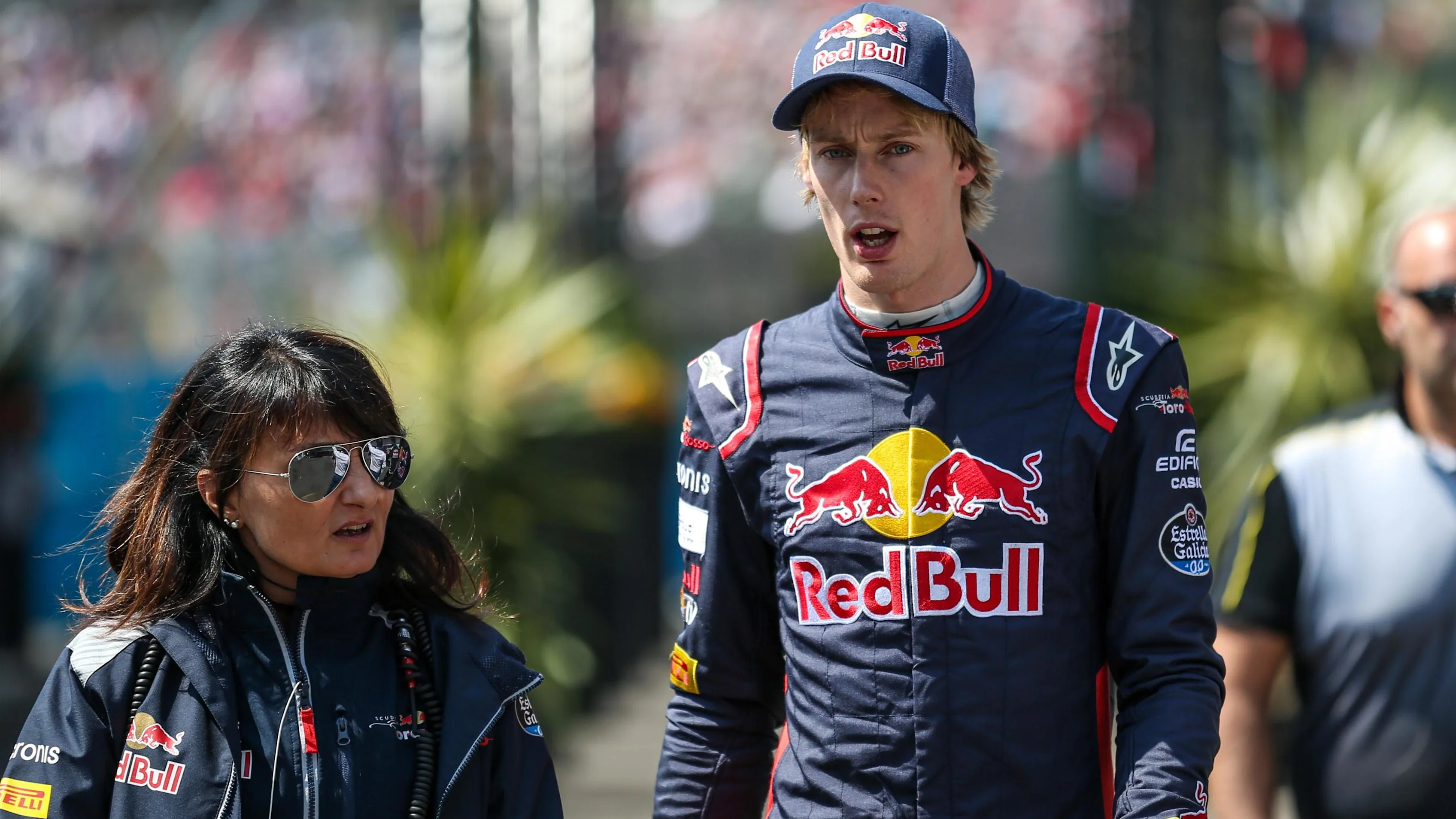 Brendon Hartley (NZL) Scuderia Toro Rosso and Fabiana Valenti (ITA) Scuderia Toro Rosso Head of Communications at Formula One World Championship, Rd18, Mexican Grand Prix, Qualifying, Circuit Hermanos Rodriguez, Mexico City, Mexico, Saturday 28 October 2017. © Mirko Stange/Sutton Images