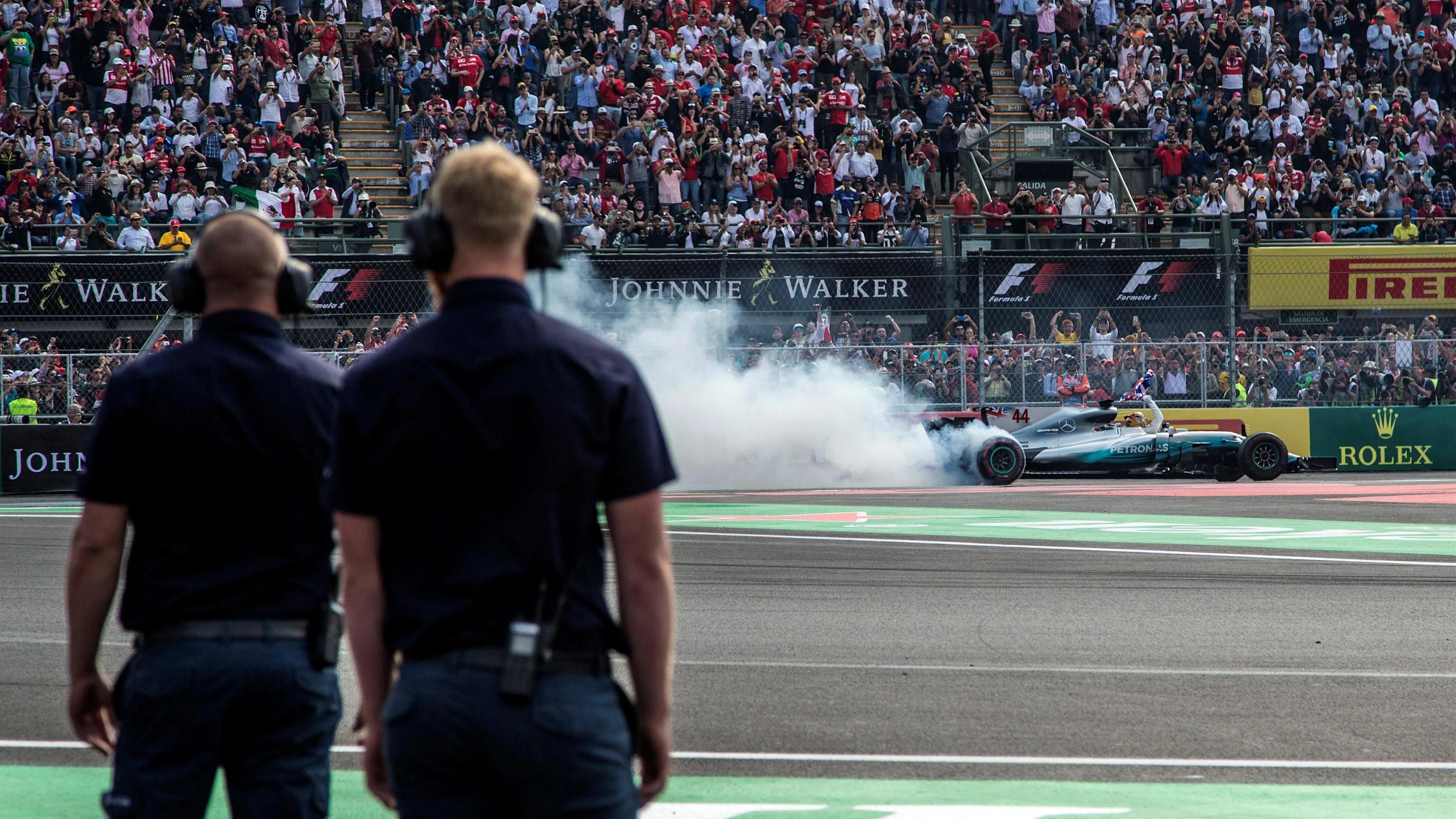 World Champion Lewis Hamilton (GBR) Mercedes-Benz F1 W08 Hybrid celebrates in parc ferme and