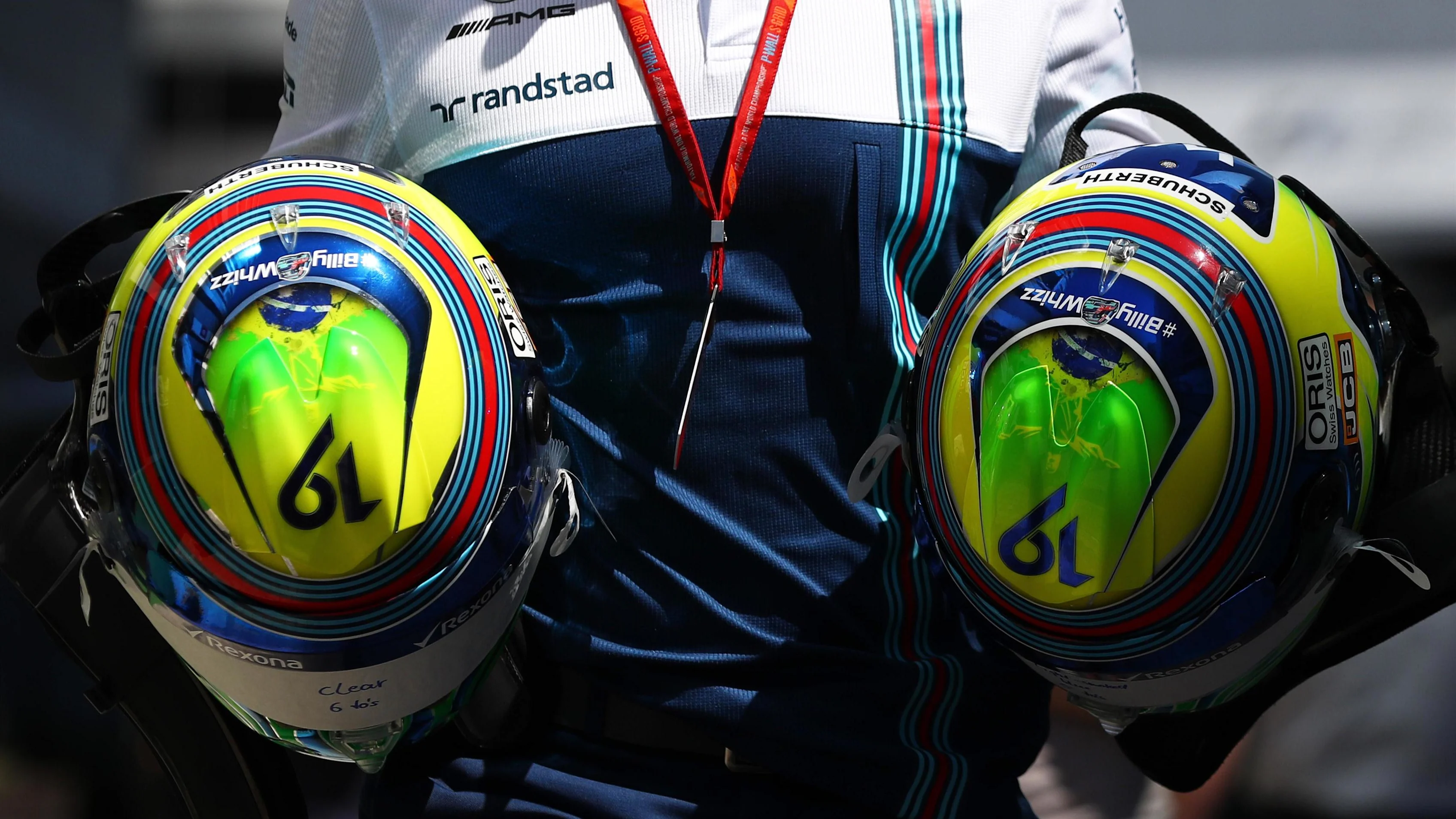 The helmets of Felipe Massa (BRA) Williams with #BillyWhizz at Formula One World Championship, Rd4, Russian Grand Prix, Qualifying, Sochi Autodrom, Sochi, Krasnodar Krai, Russia, Saturday 29 April 2017. © Sutton Motorsport Images