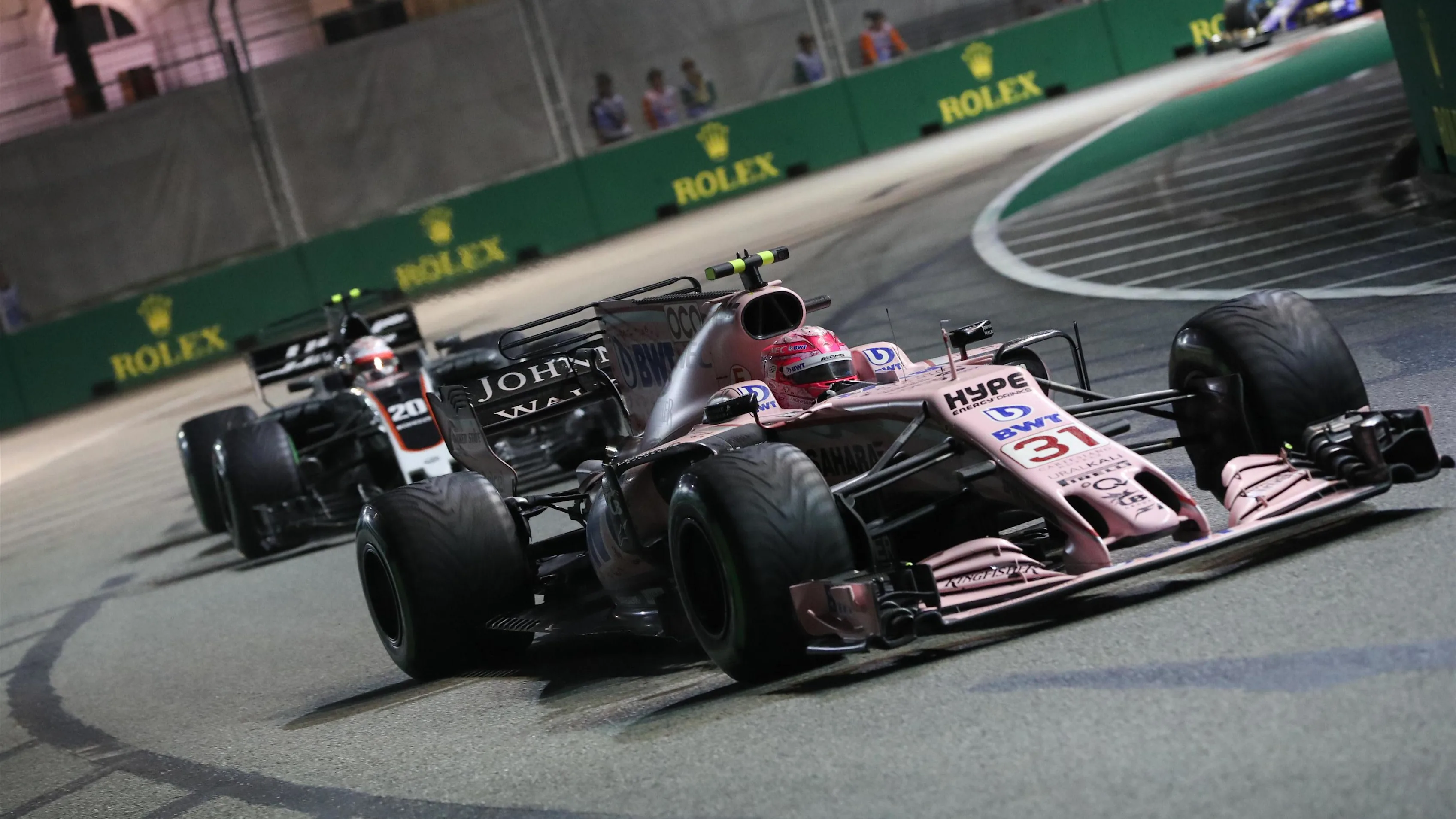 Esteban Ocon (FRA) Force India VJM10 at Formula One World Championship, Rd14, Singapore Grand Prix, Race, Marina Bay Street Circuit, Singapore, Sunday 17 September 2017. © Sutton Images