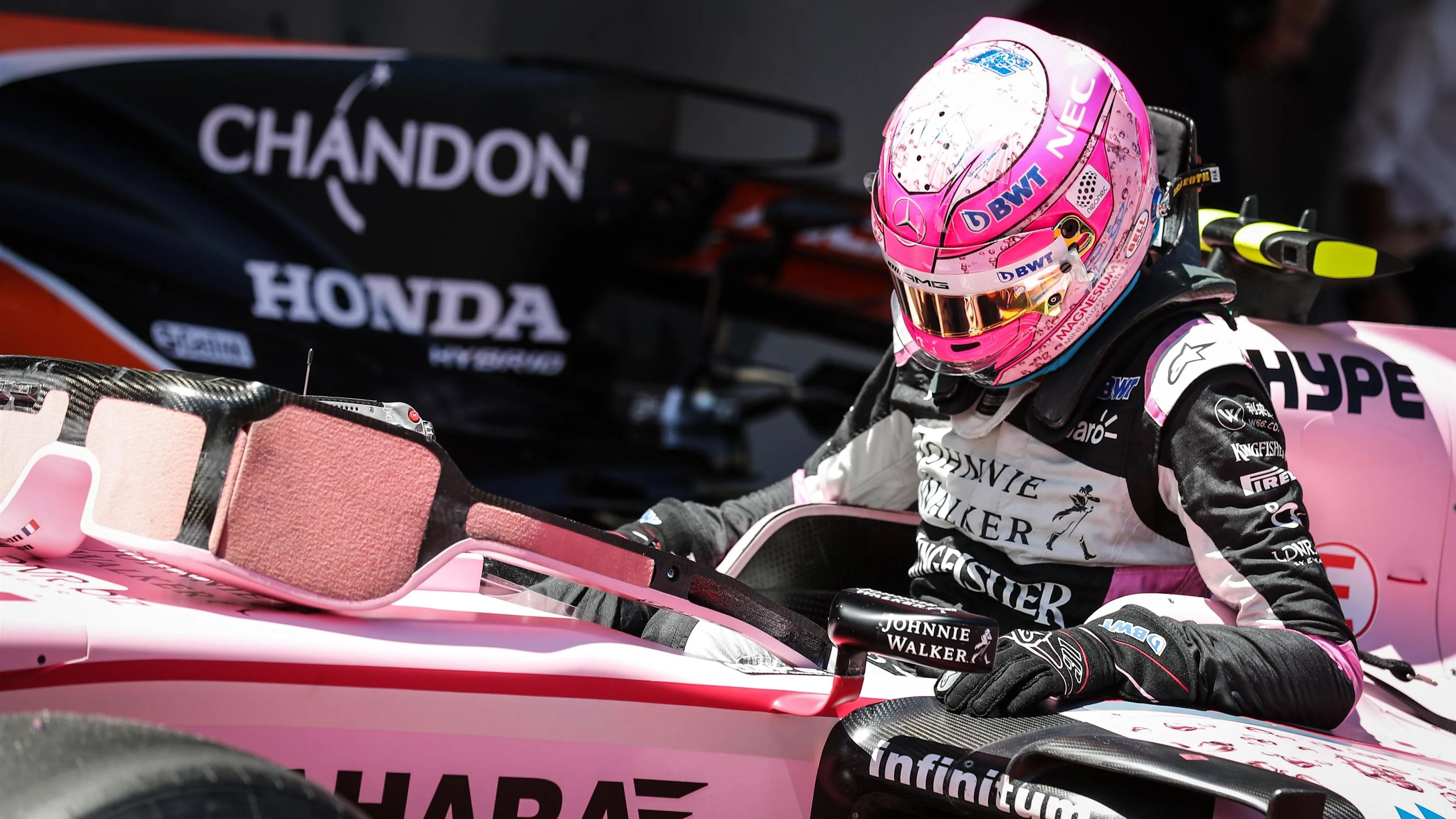 Esteban Ocon (FRA) Force India VJM10 arrives in parc ferme at Formula One World Championship, Rd5, Spanish Grand Prix, Qualifying, Barcelona, Spain, Saturday 13 May 2017. © Sutton Motorsport Images