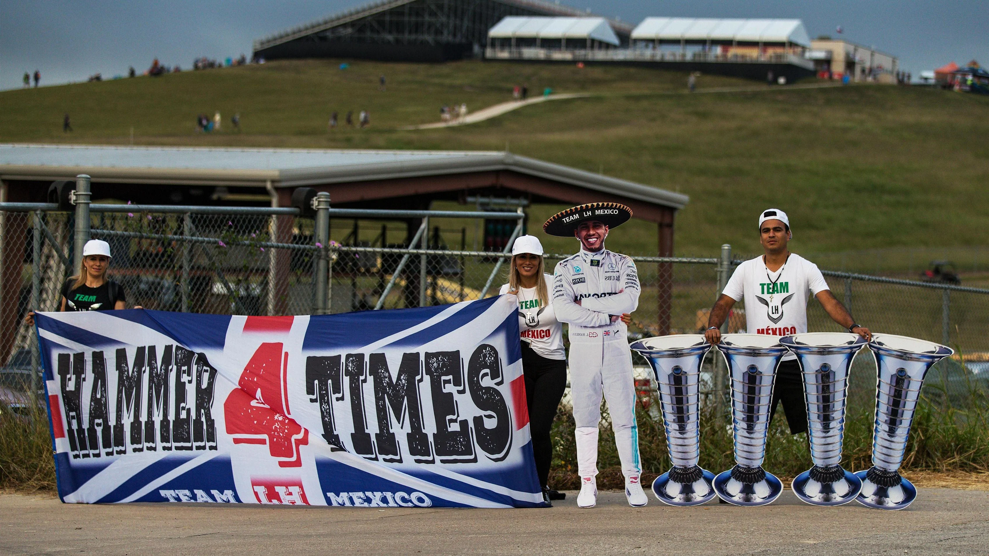 From Saturday... Lewis Hamilton (GBR) Mercedes AMG F1 fans and banners at Formula One World Championship, Rd17, United States Grand Prix, Qualifying, Circuit of the Americas, Austin, Texas, USA, Saturday 21 October 2017. © Kym Illman/Sutton Images