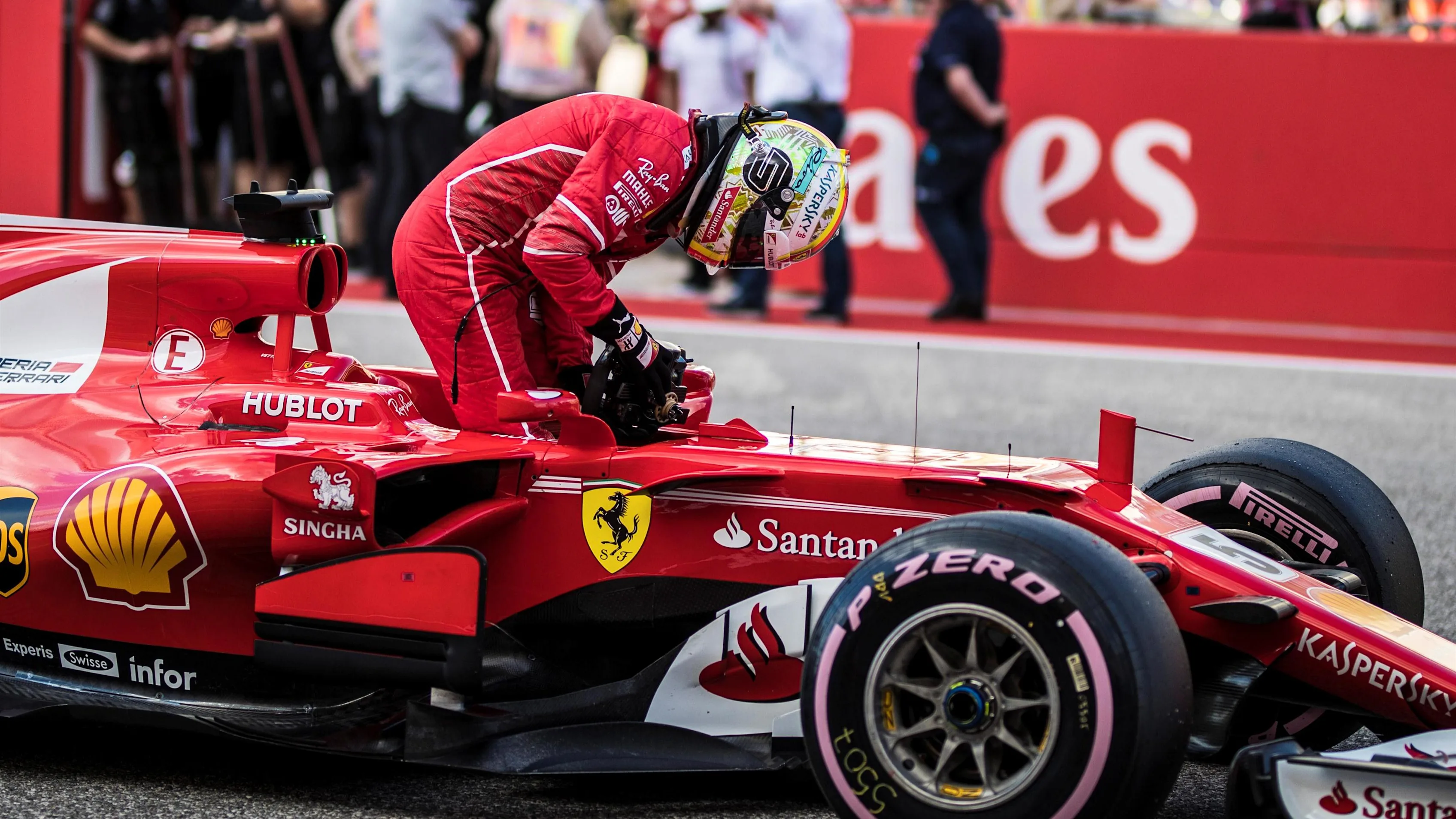 Sebastian Vettel (GER) Ferrari SF70-H in parc ferme at Formula One World Championship, Rd17, United States Grand Prix, Qualifying, Circuit of the Americas, Austin, Texas, USA, Saturday 21 October 2017. © Manuel Goria/Sutton Images