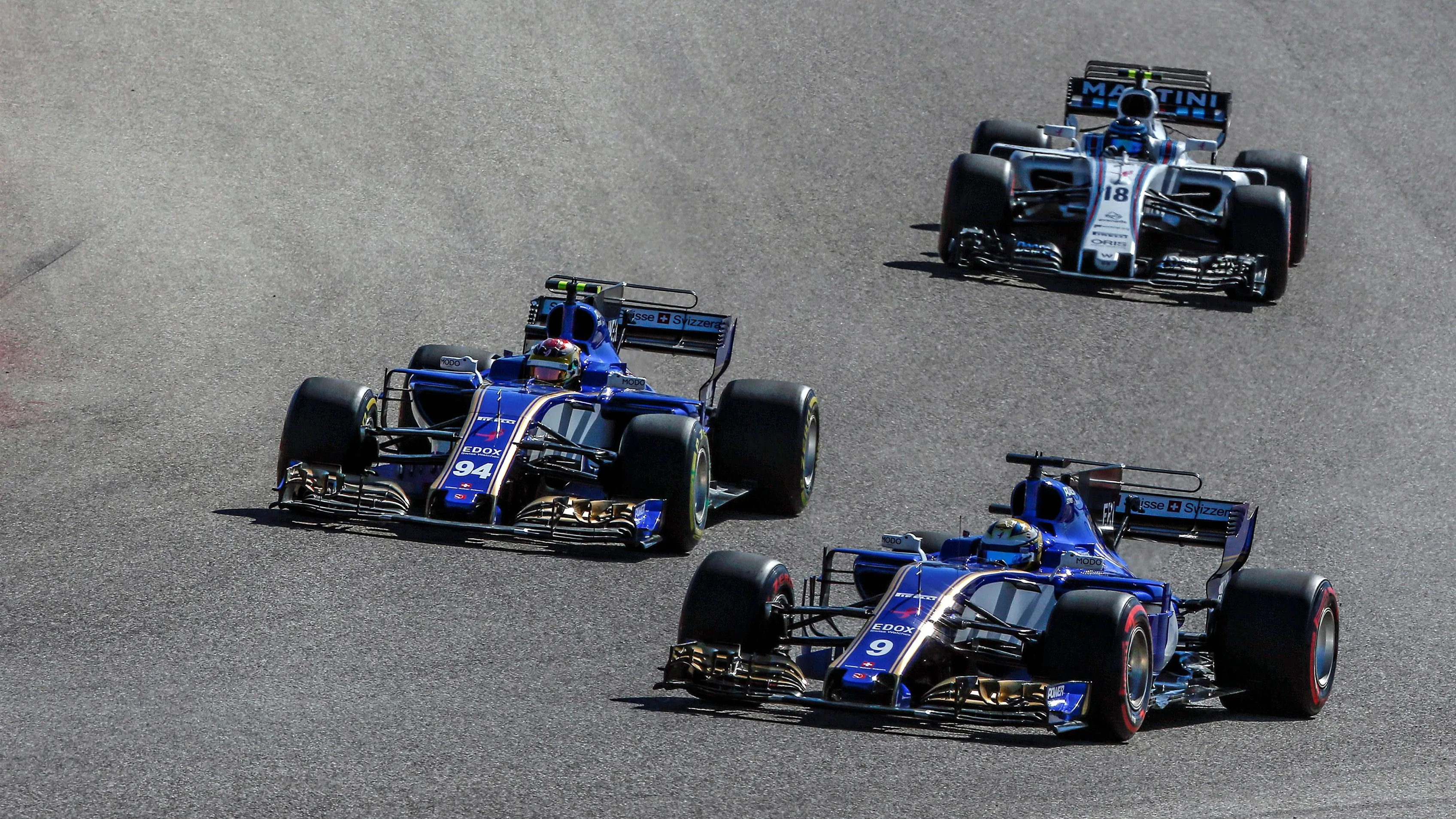 Marcus Ericsson (SWE) Sauber C36 and Pascal Wehrlein (GER) Sauber C36 at Formula One World Championship, Rd17, United States Grand Prix, Race, Circuit of the Americas, Austin, Texas, USA, Sunday 22 October 2017. © Manuel Goria/Sutton Images